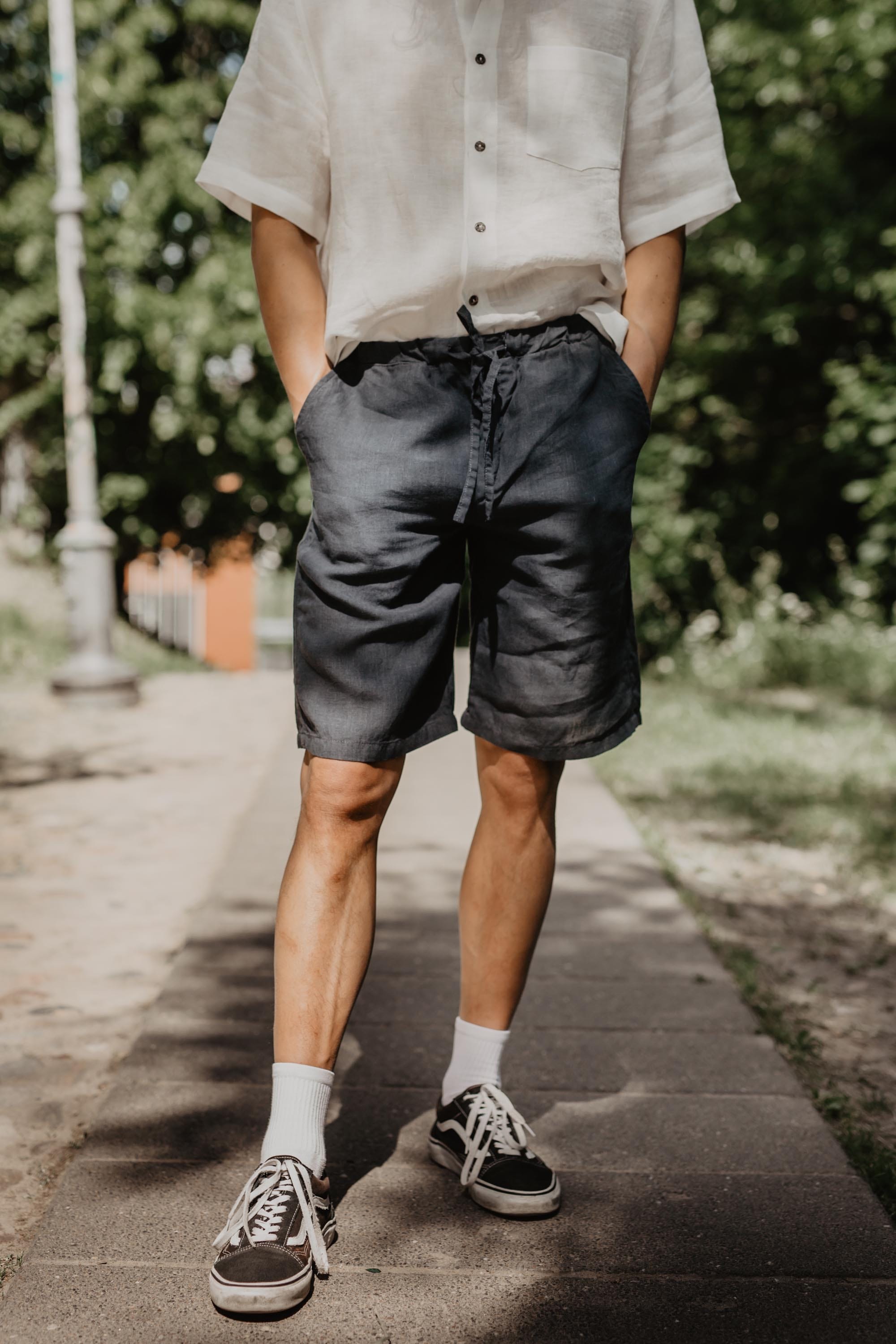 AmourLinen Herren vegan Shorts Classic Hermes Anthrazit