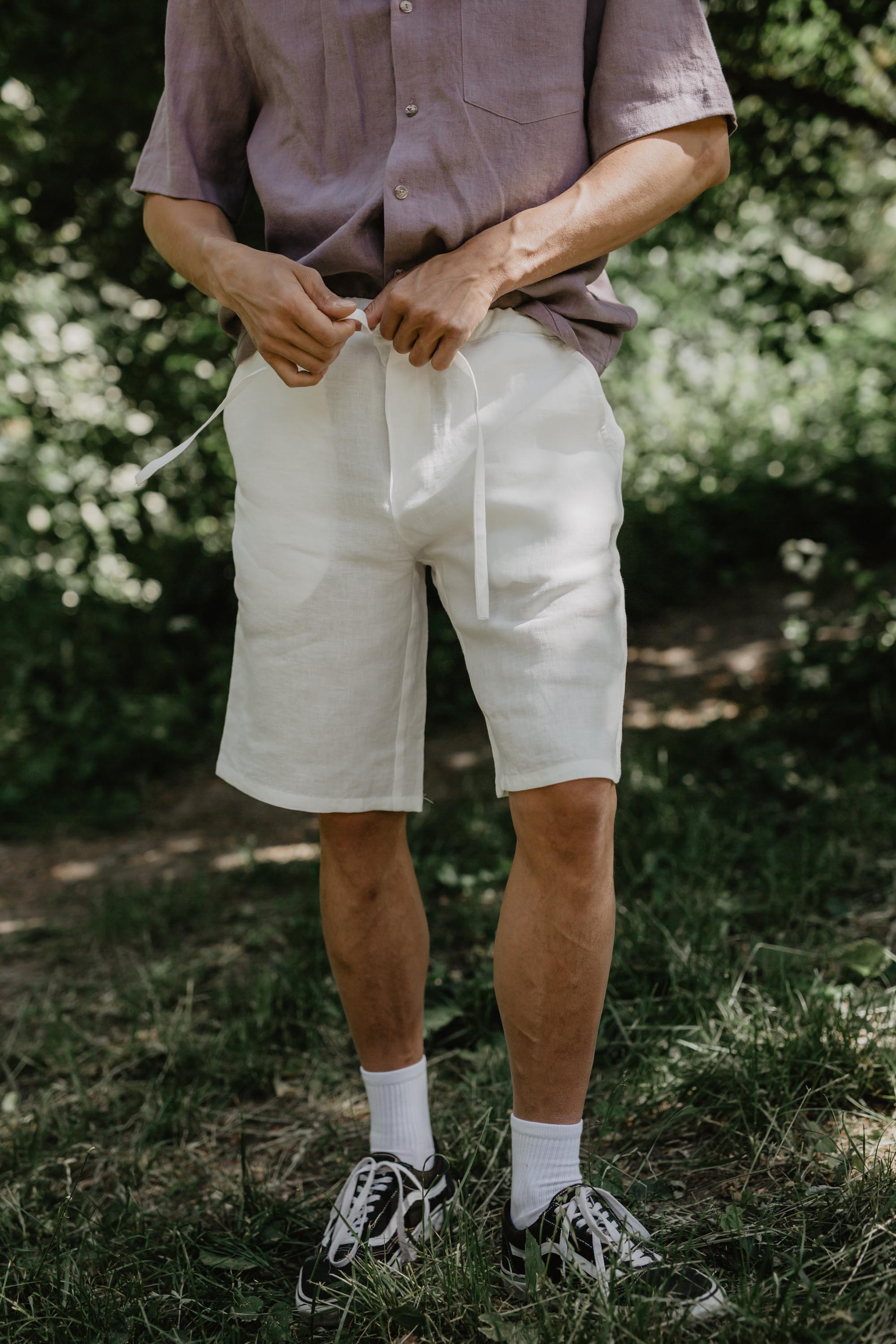 AmourLinen Herren vegan Shorts Classic Hermes WeiÃŸ