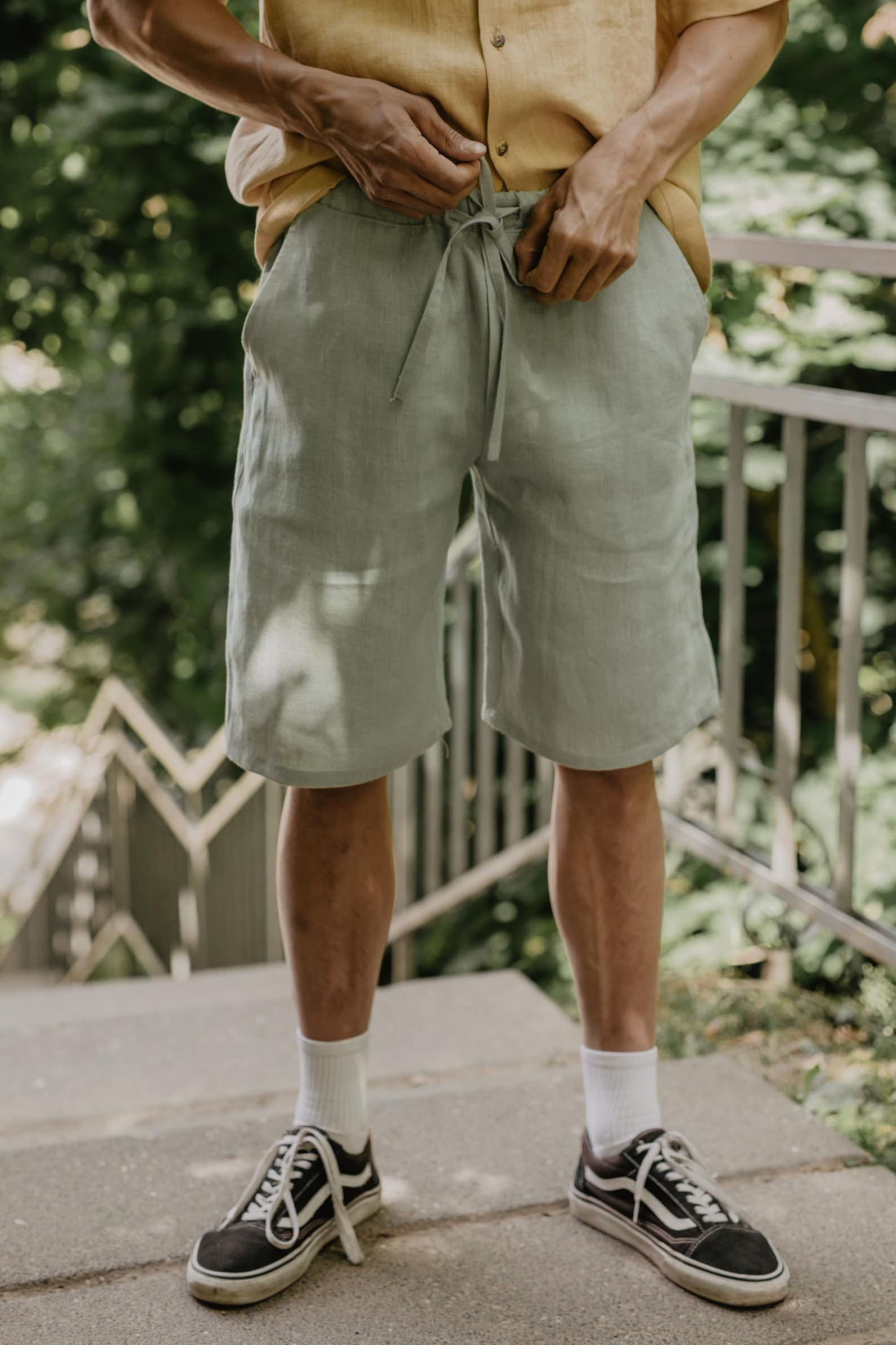 AmourLinen Herren vegan Shorts Classic Hermes Salbei GrÃ¼n