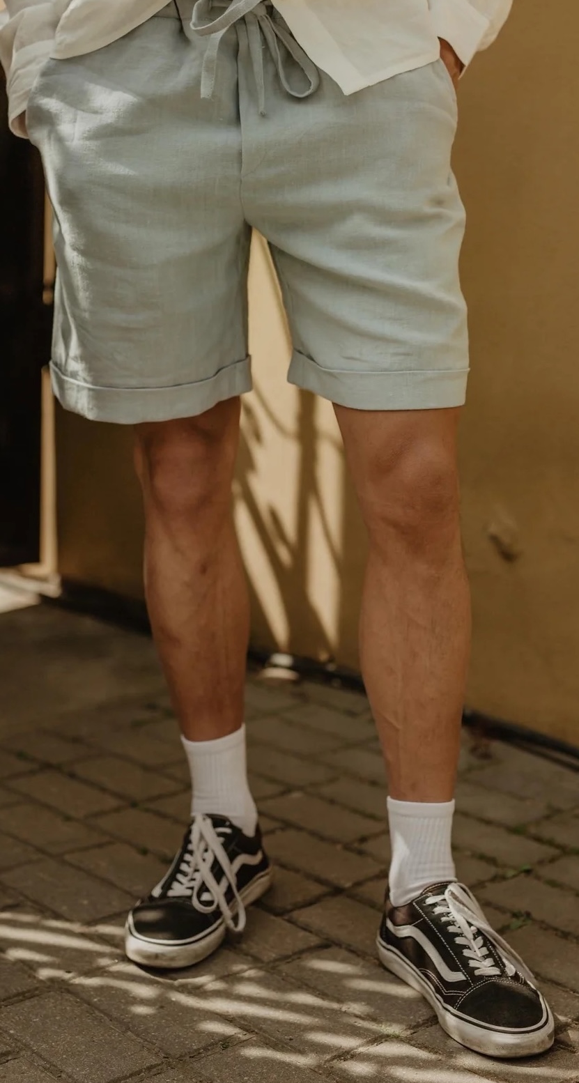 AmourLinen Herren vegan Shorts Ares Salbei GrÃ¼n