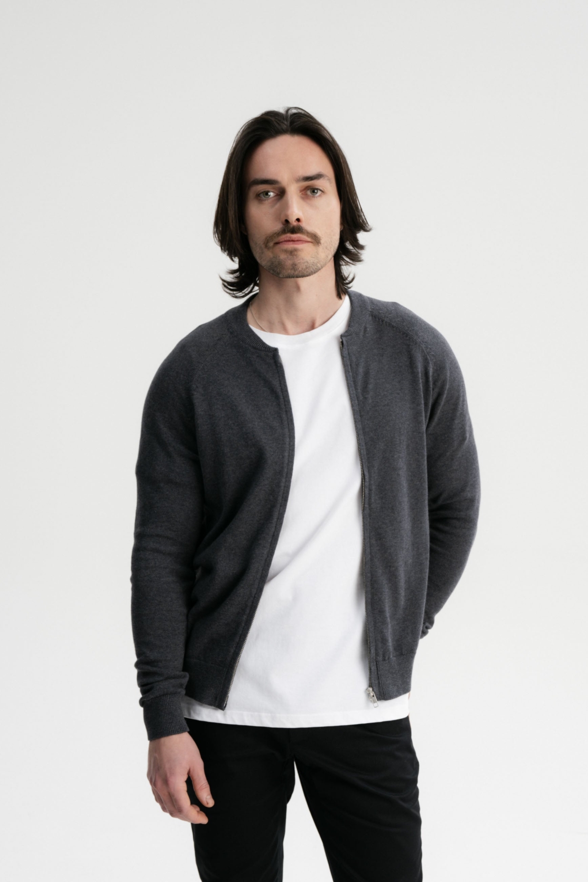 MELA Herren vegan Strickjacke Shamial Anthrazit nge Dunkelgrau
