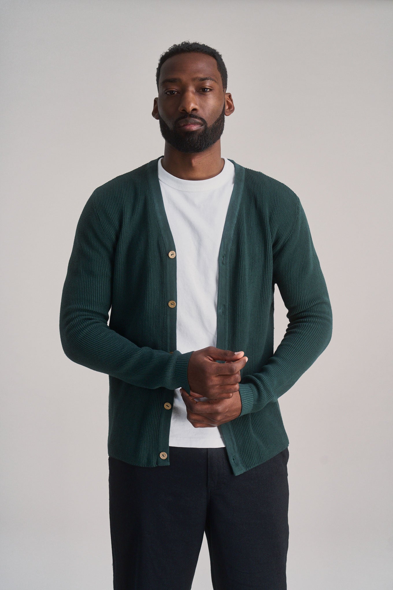 KOMODO Herren vegan Strickjacke Lucas DunkelgrÃ¼n