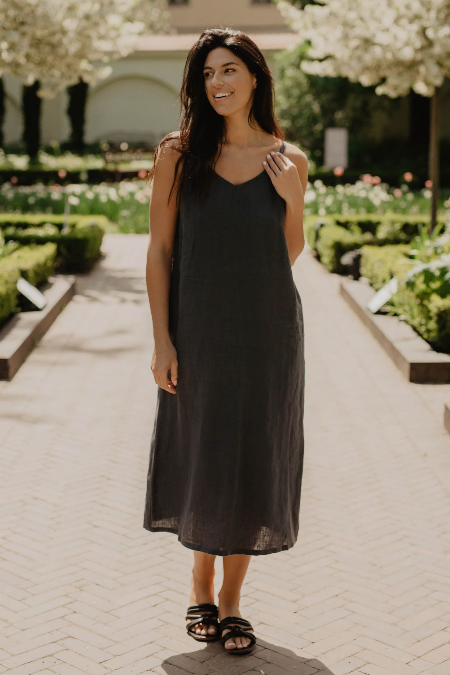 AmourLinen Damen vegan Kleid Jakarta Anthrazit