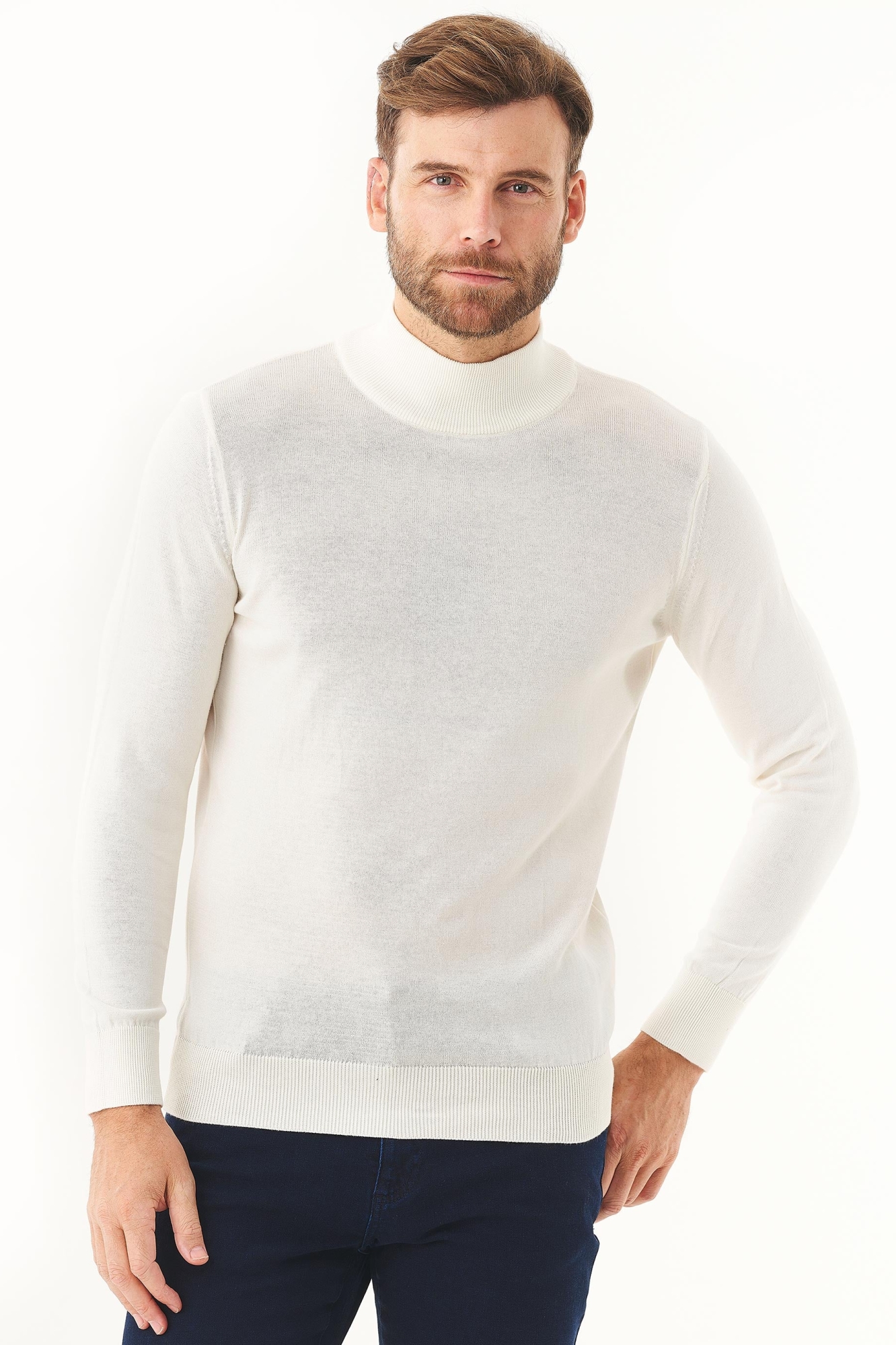 ORGANICATION Herren vegan Rollkragenpullover Off White
