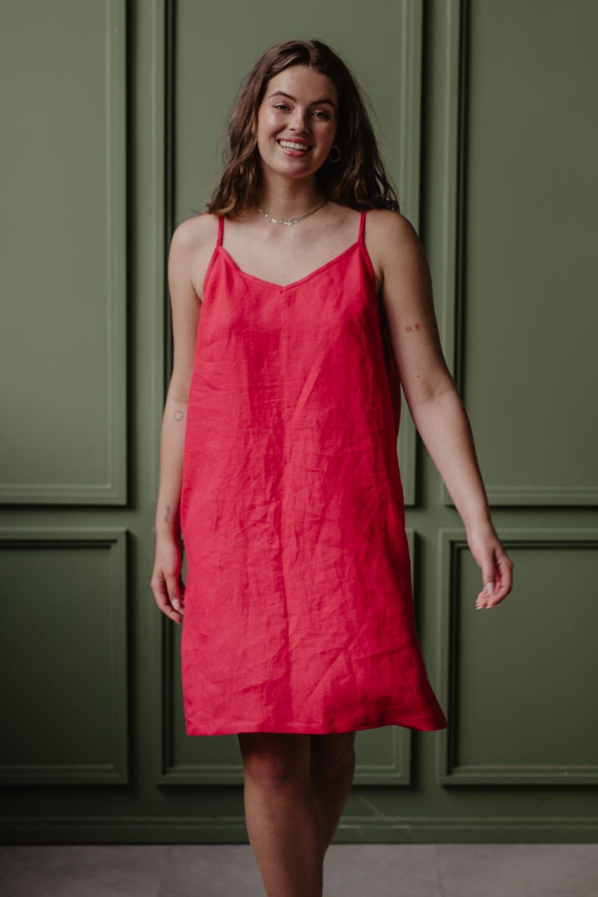AmourLinen Damen vegan Slip Dress Zoe Viva Magenta