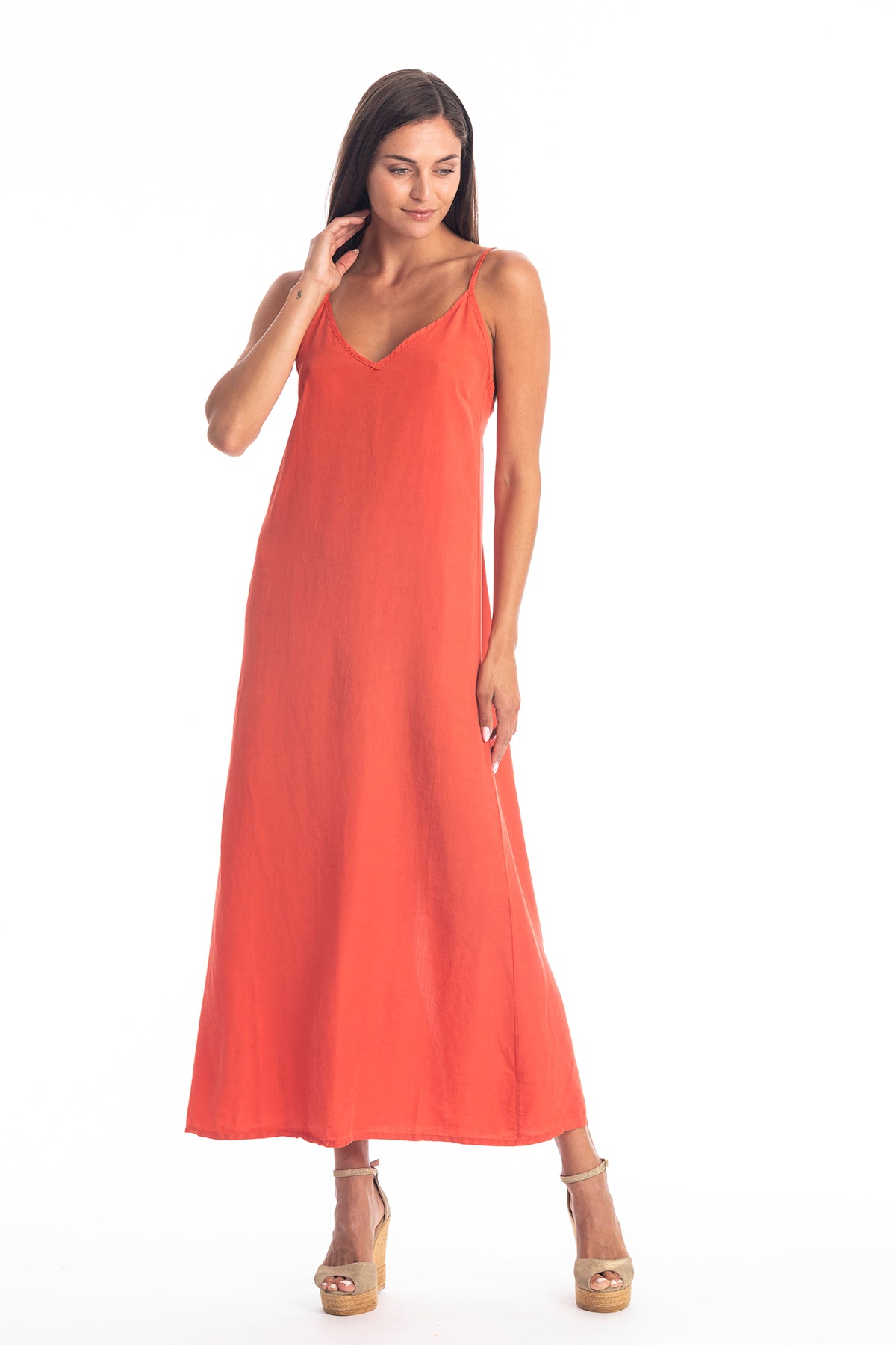 RAVENS VIEW IBIZA Damen vegan Kleid Selena Fliese Rot
