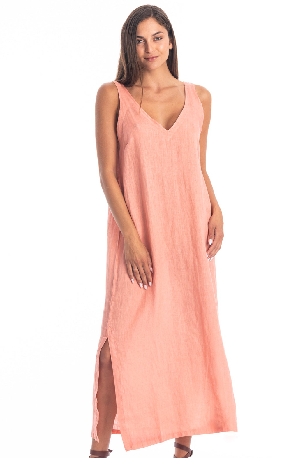 RAVENS VIEW IBIZA Damen vegan Kleid Noa Koralle Lehm
