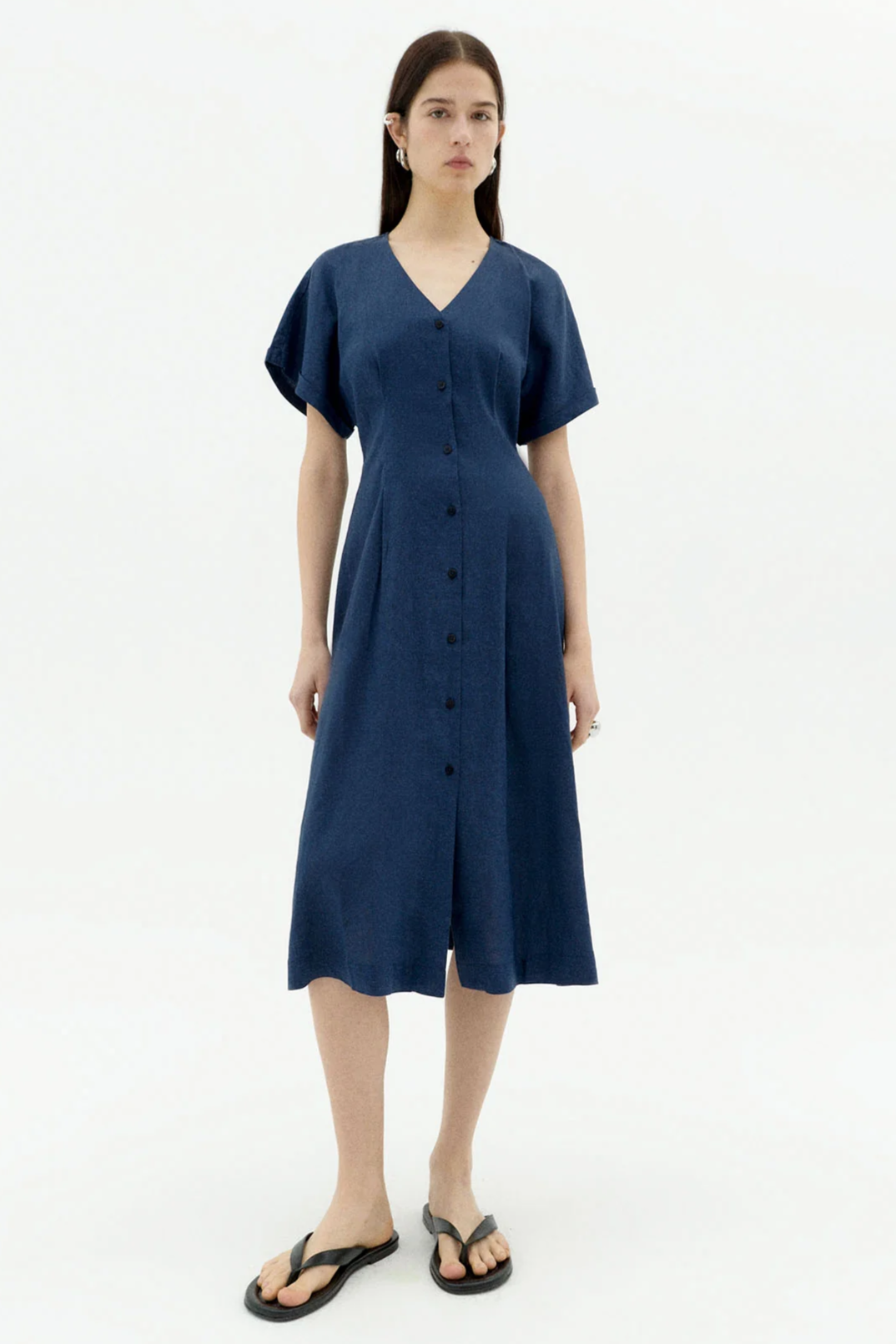 Thinking mu Damen vegan Kleid Fitted Waist Laura Marineblau