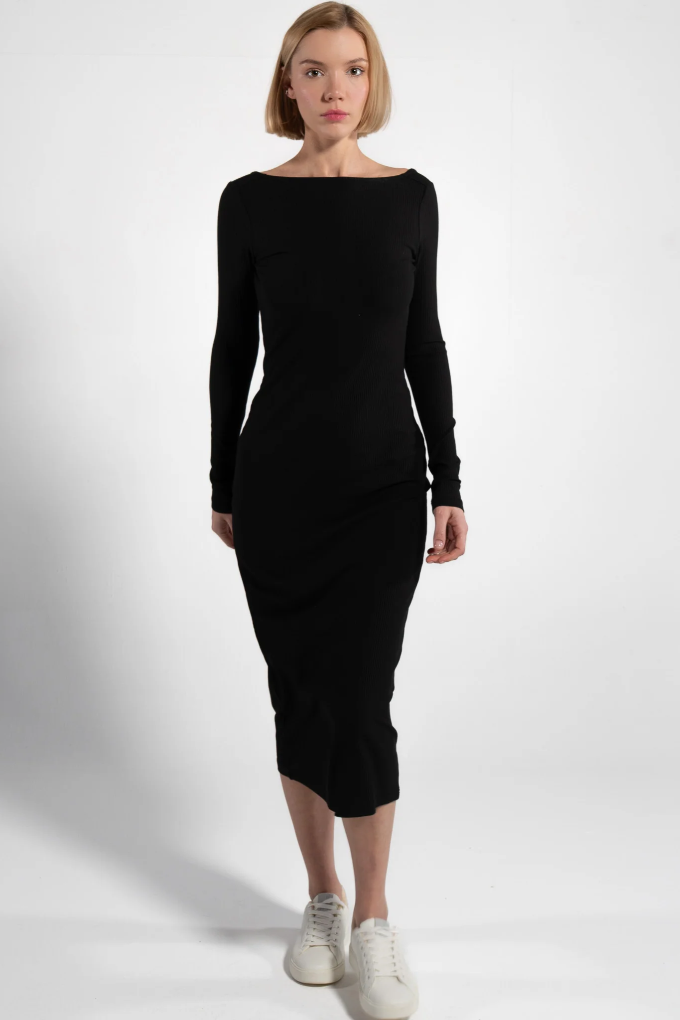 GORG Damen vegan Kleid Longsleeve Schwarz