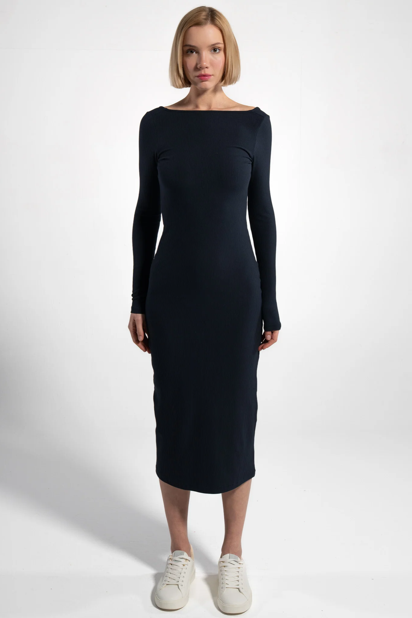 GORG Damen vegan Kleid Longsleeve Navy