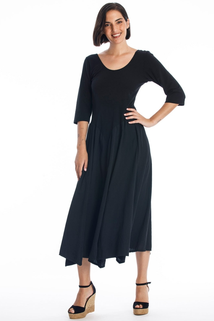 RAVENS VIEW IBIZA Damen vegan Midikleid Look Schwarz