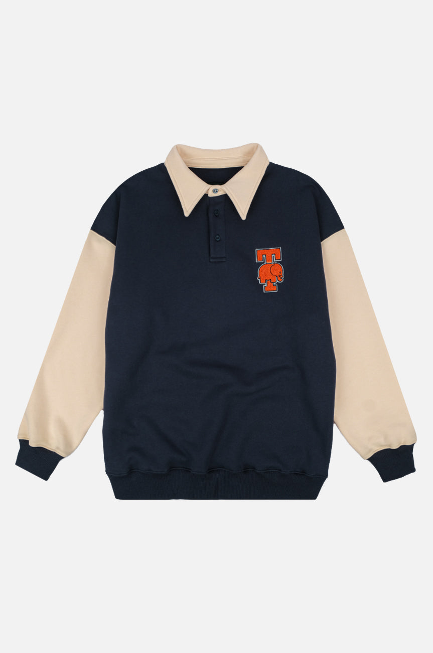Trendsplant Herren vegan Polopullover Pi College Oversized Deep Navy