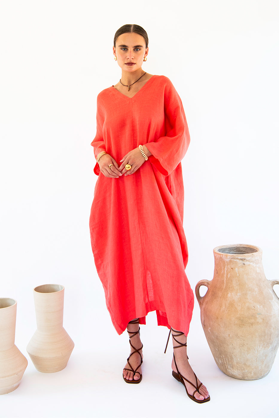 Neu Nomads Damen vegan Kleid Kaftan Isla Coral