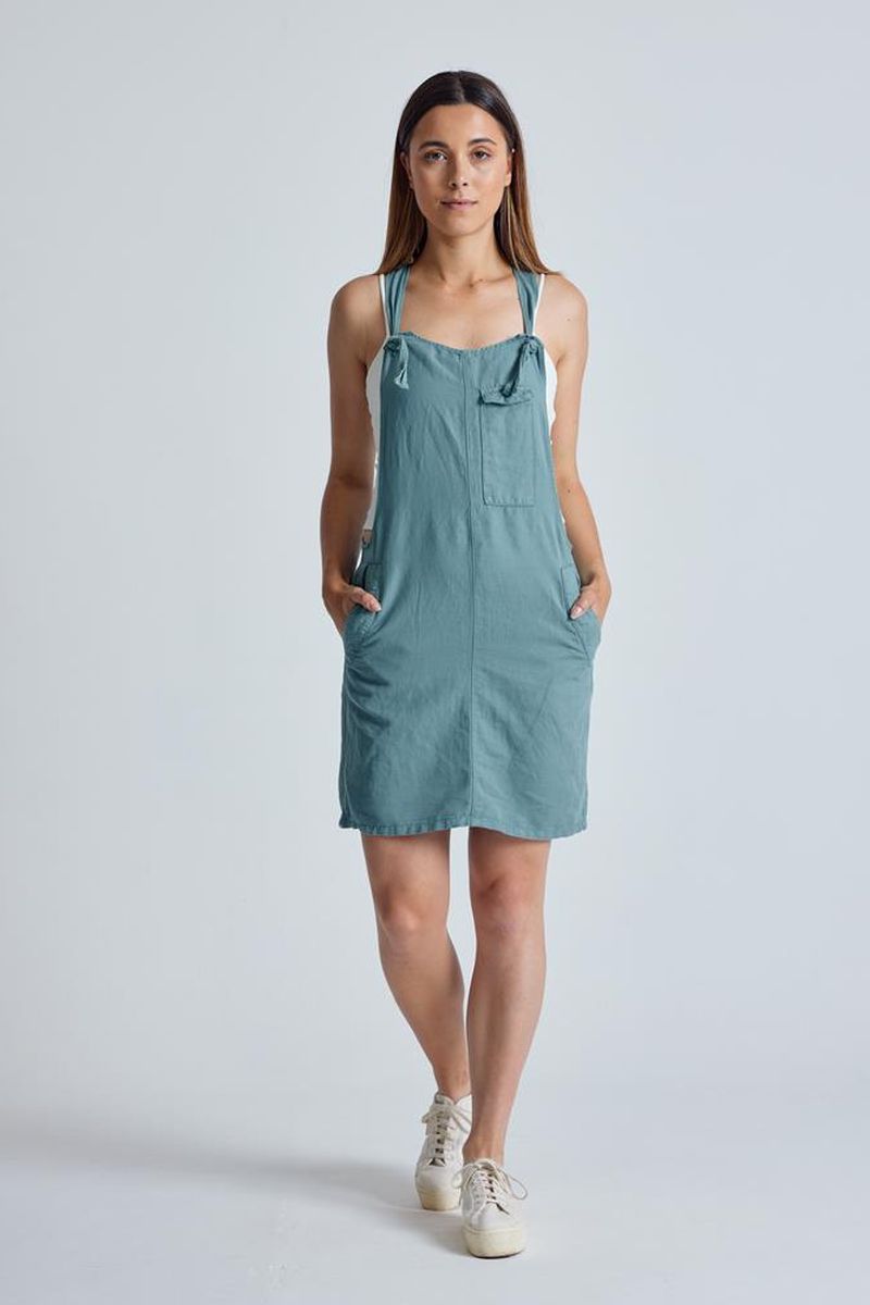 Flax and Loom Damen vegan Kleid Peggy Retro Blau
