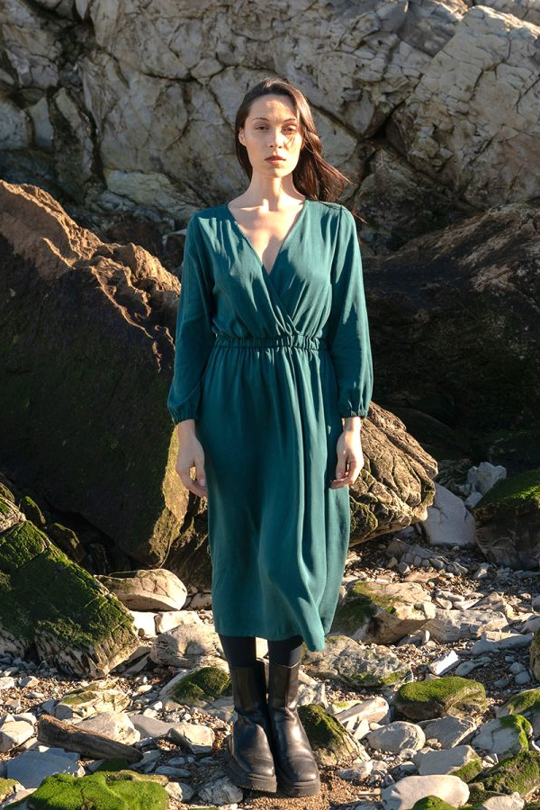 Widda Damen vegan Kleid Onny Tiefseeblau
