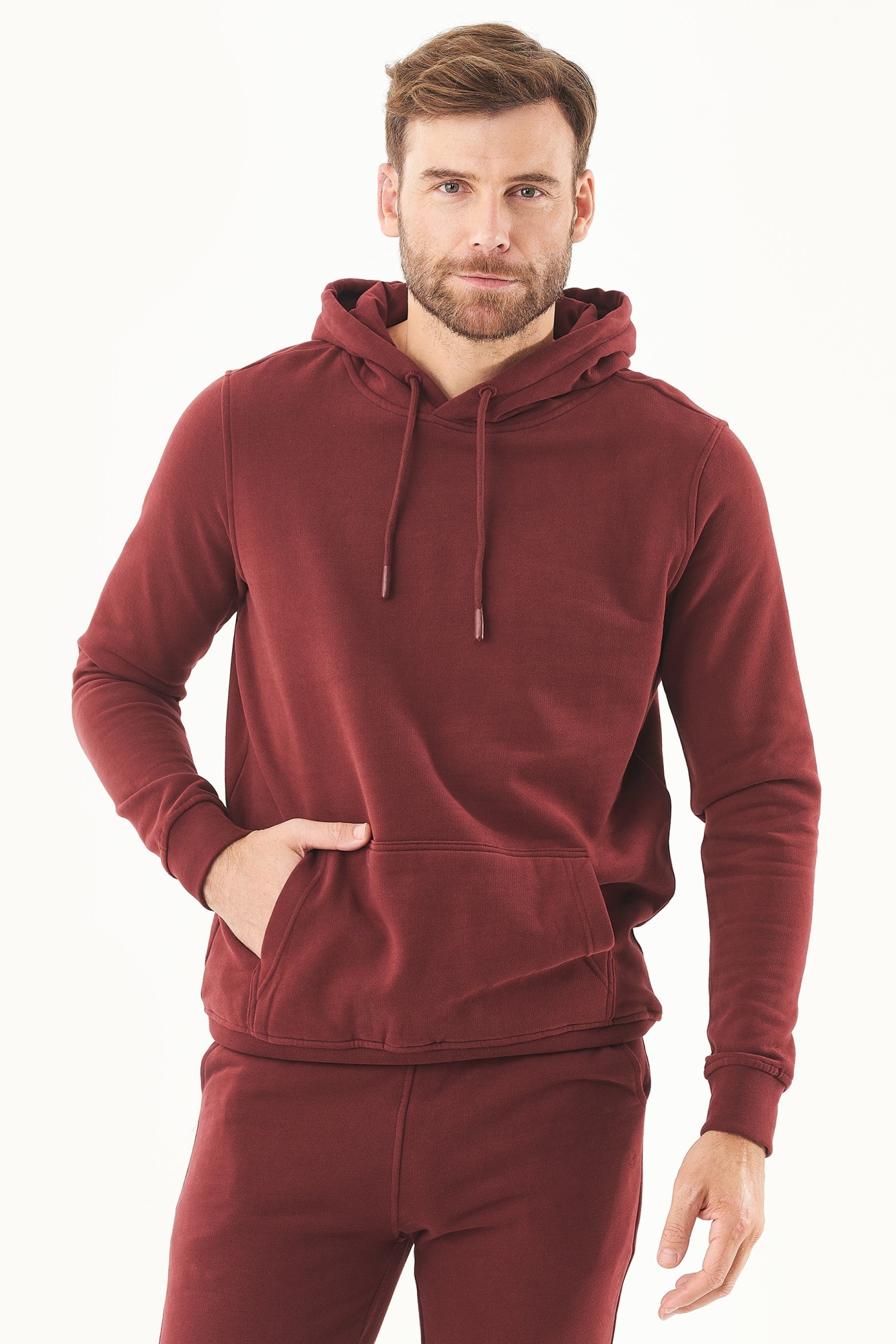 ORGANICATION Herren vegan Kapuzenpullover Soft Touch Bordeaux