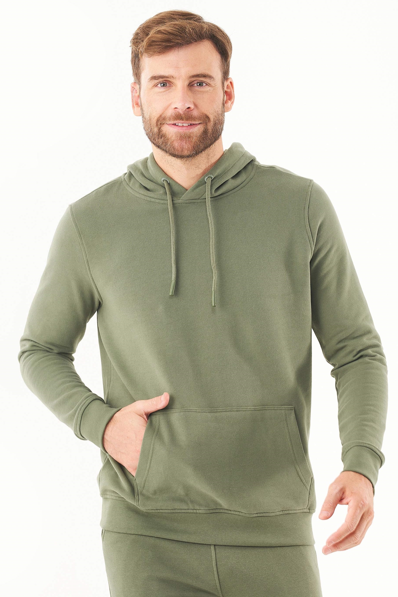 ORGANICATION Herren vegan Kapuzenpullover Soft Touch Mid Olive