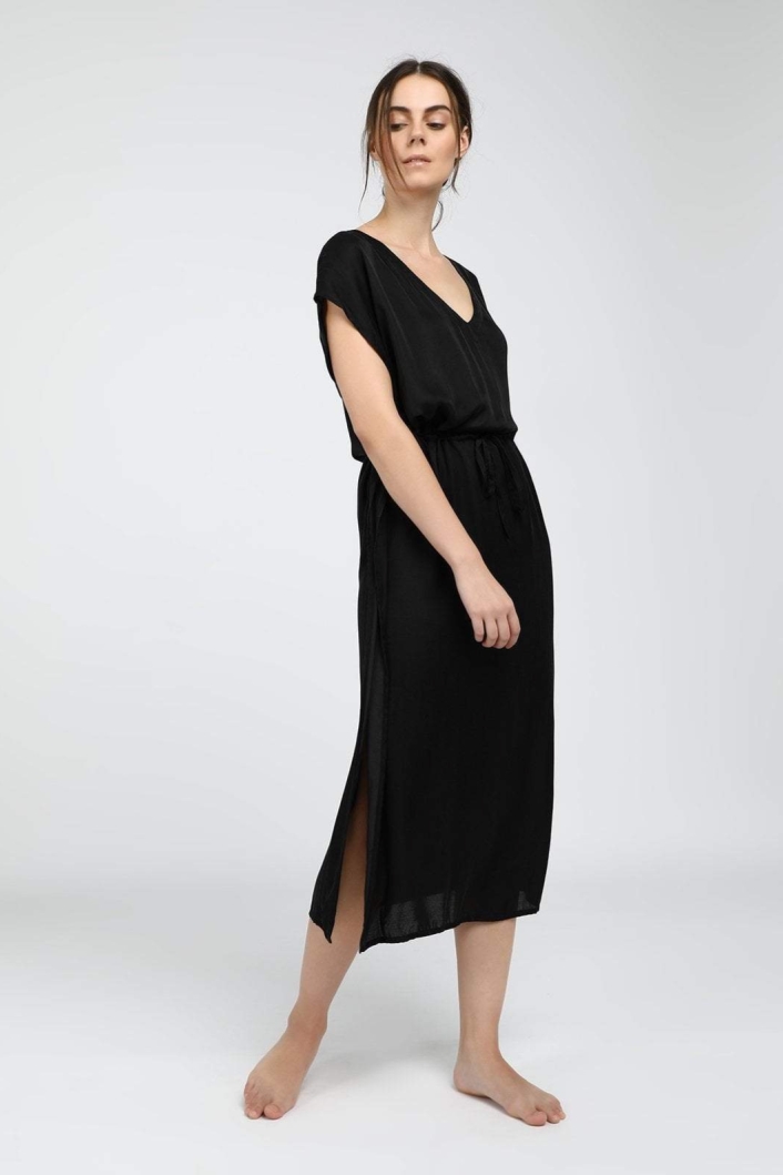 Neu Nomads Damen vegan Kleid Kaftan Capri Schiefer Schwarz
