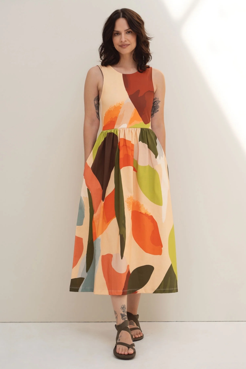 NÃ¤z Damen vegan Kleid Elena Print Jersey Multicolor