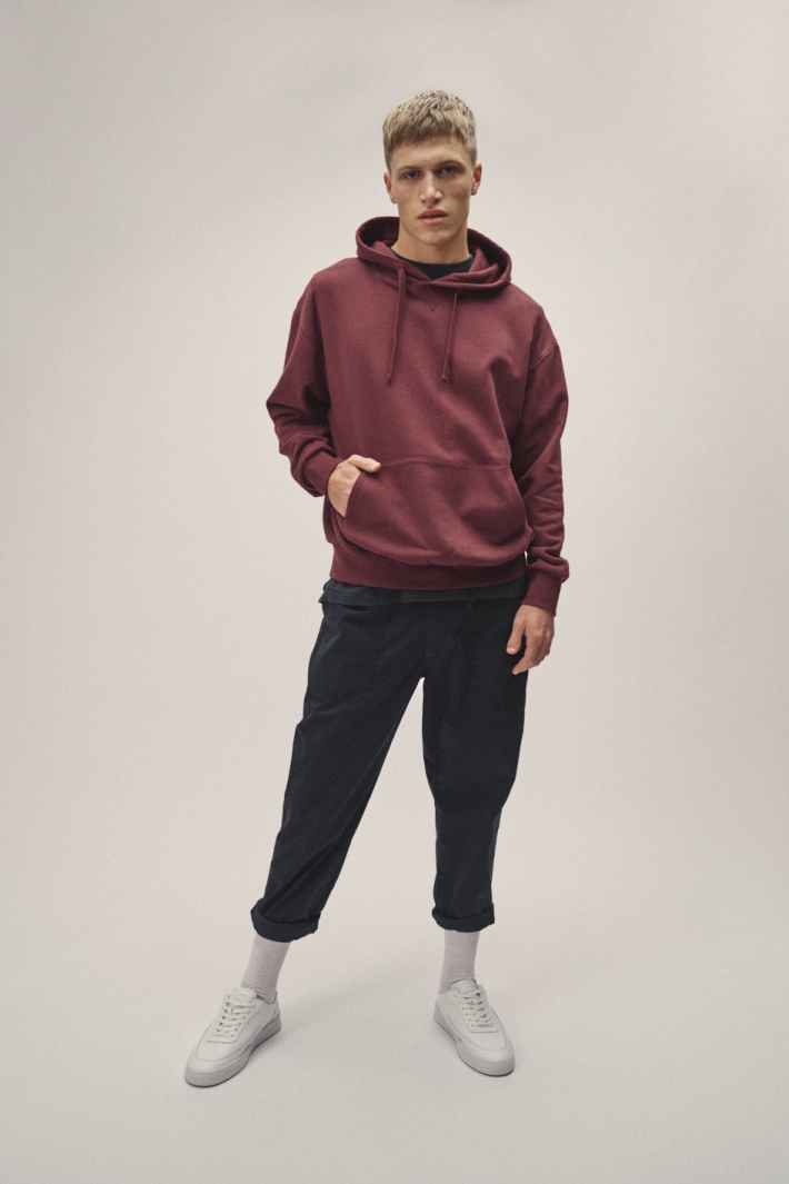 WOTE Herren vegan Kapuzen-Sweatshirt Dunkelrot