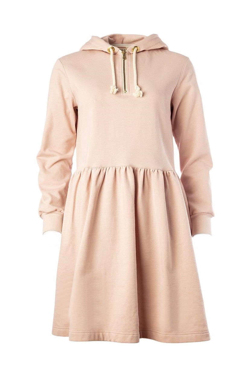 MAHLA Damen vegan Kleid Mit Kapuze Beige/Hellrosa