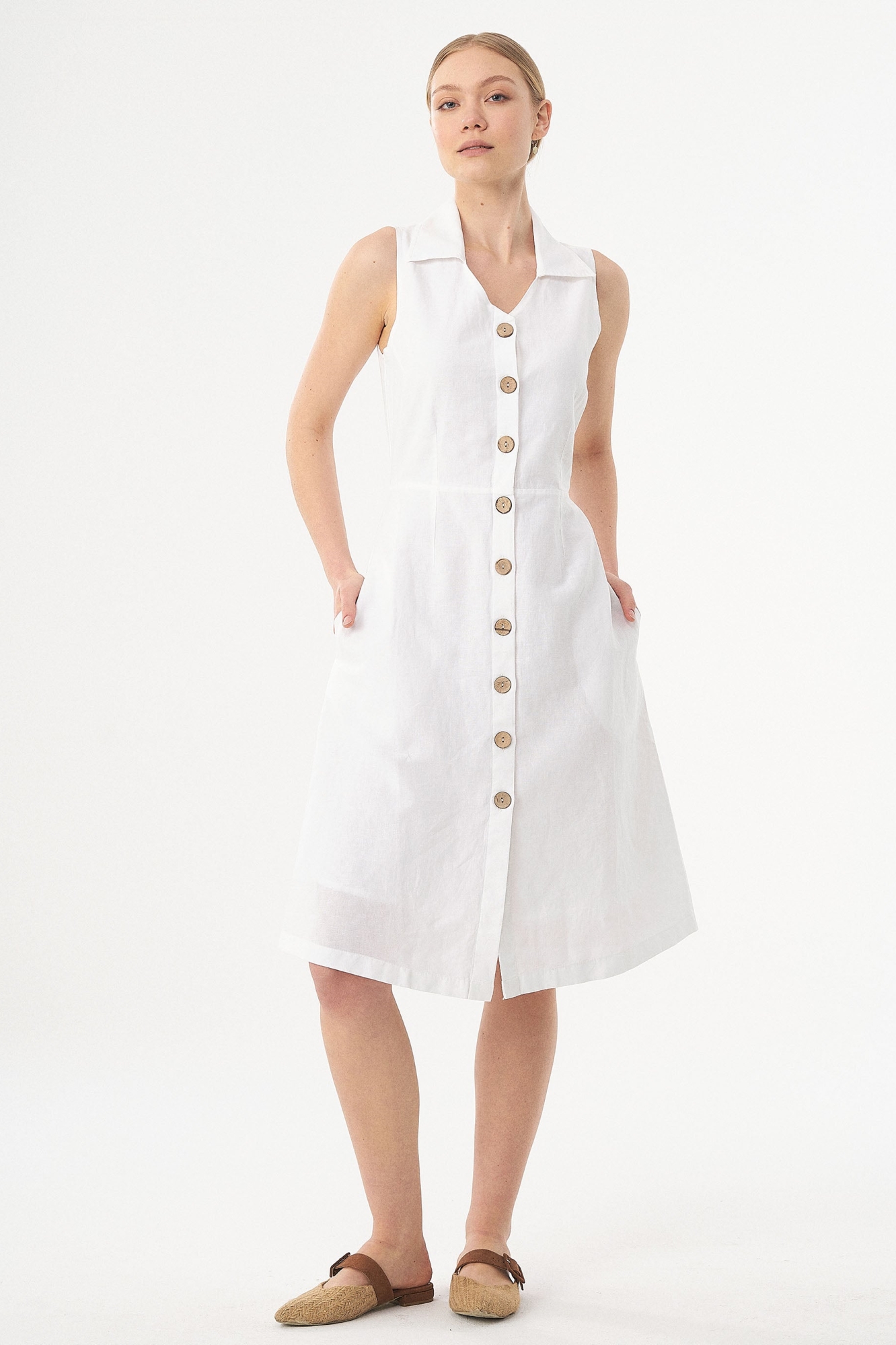 ORGANICATION Damen vegan Hemdkleid WeiÃŸ