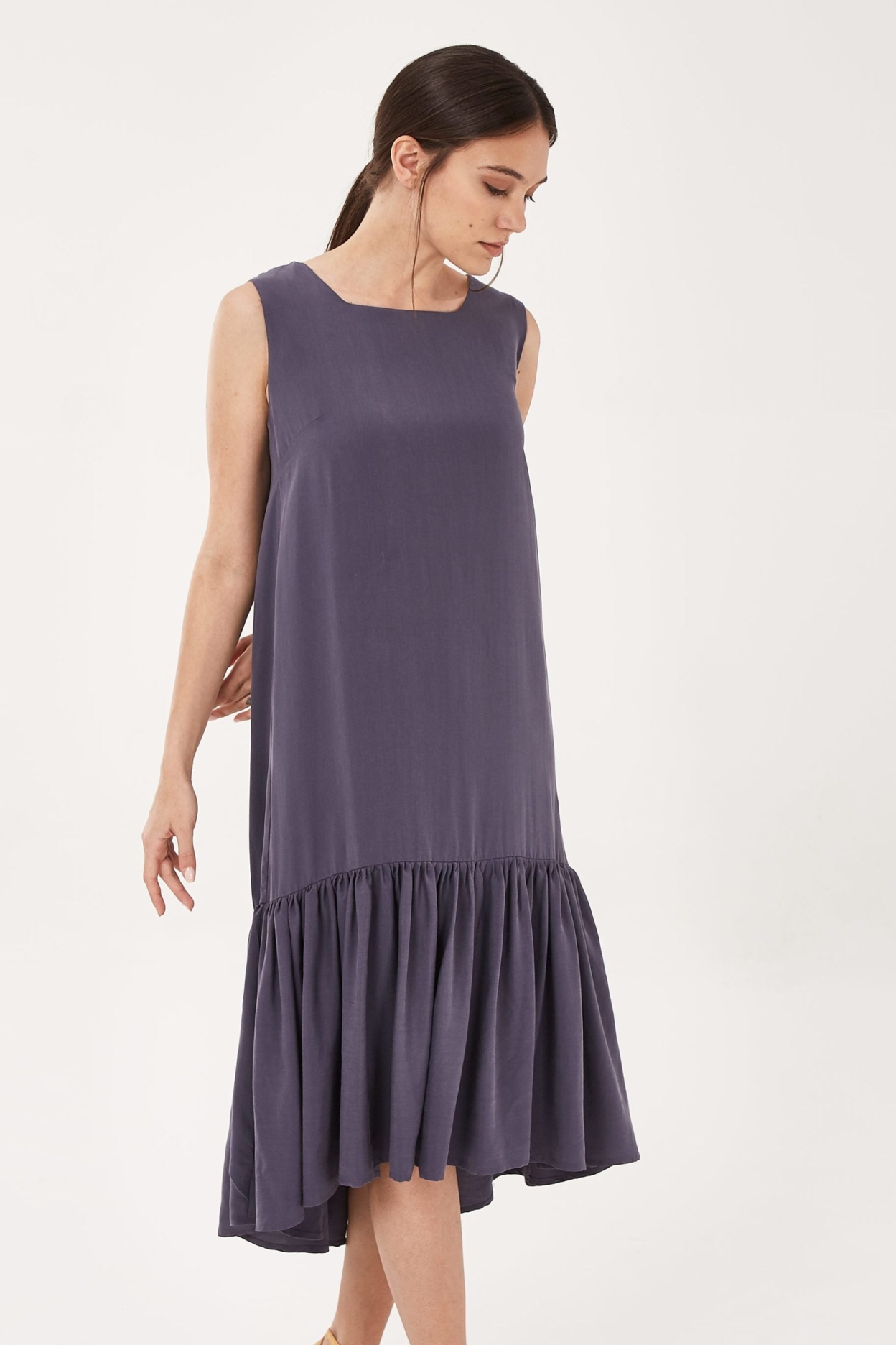 ORGANICATION Damen vegan Midikleid Lila Grau