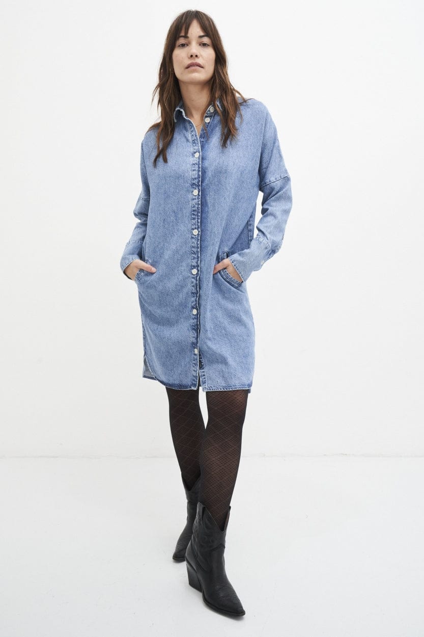 Kuyichi Damen vegan Denim Kleid Mara Blau