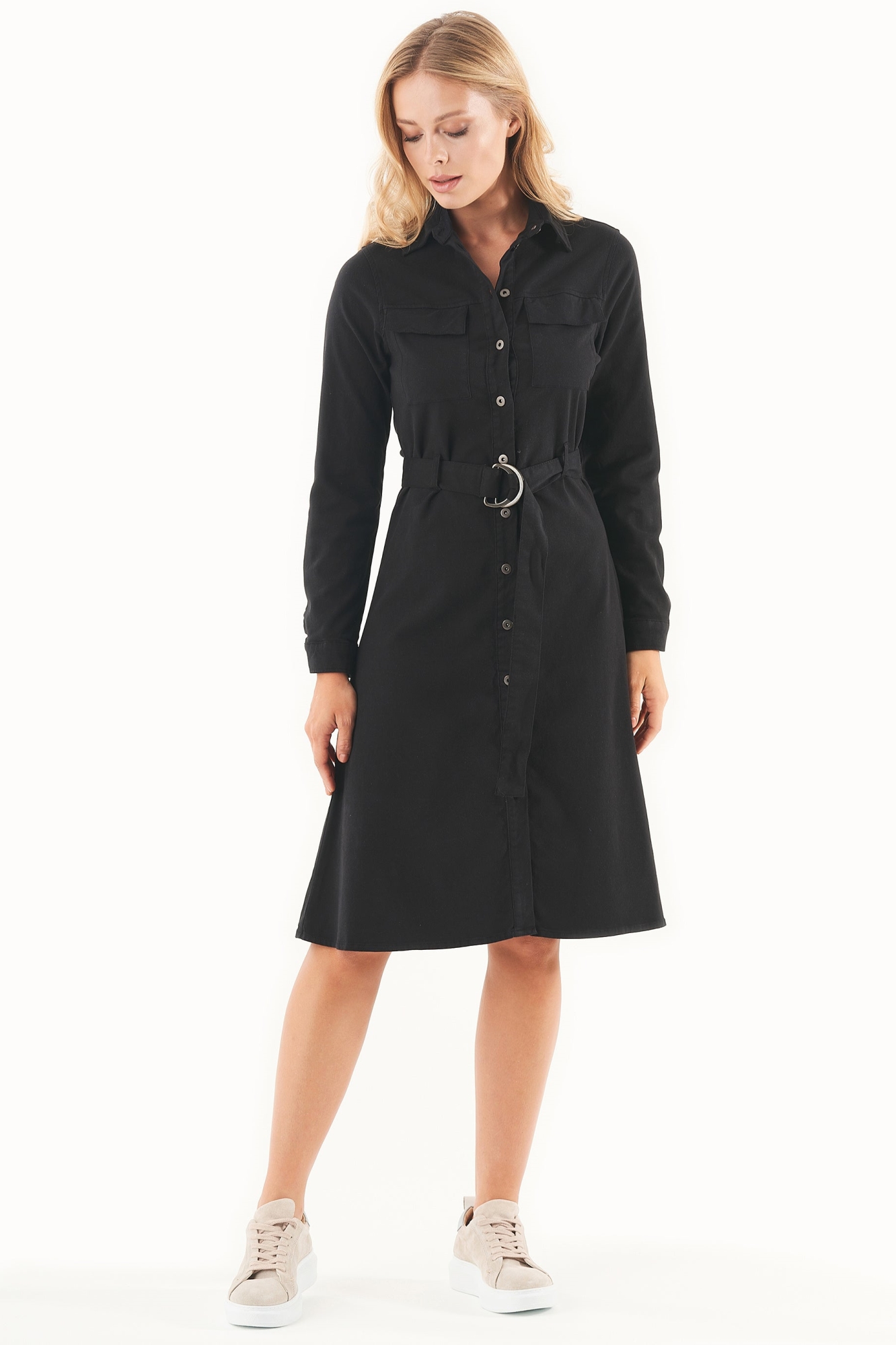 ORGANICATION Damen vegan Hemdkleid Bio-Baumwollmischung Schwarz