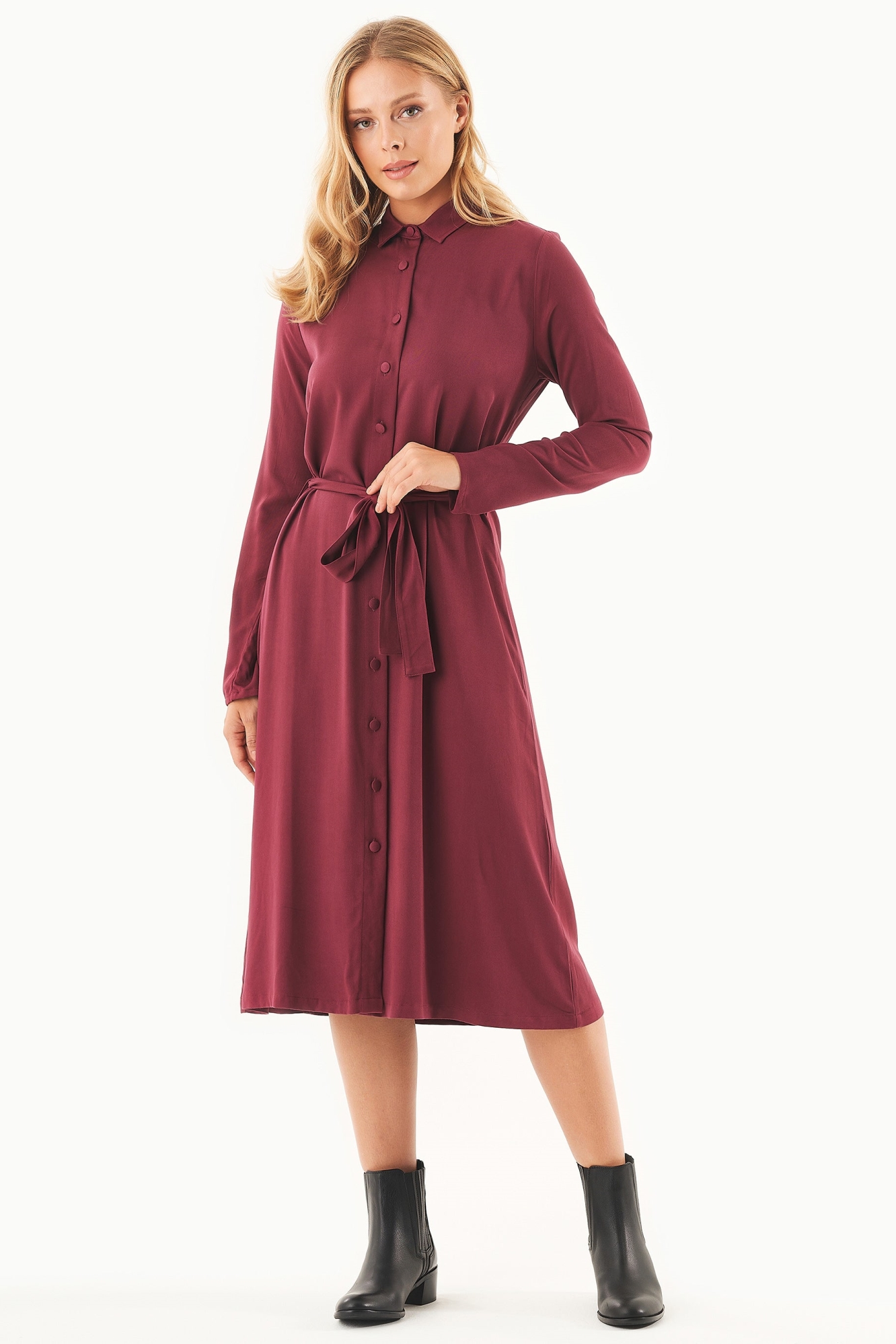 ORGANICATION Damen vegan Hemdkleid Ecovero Wein