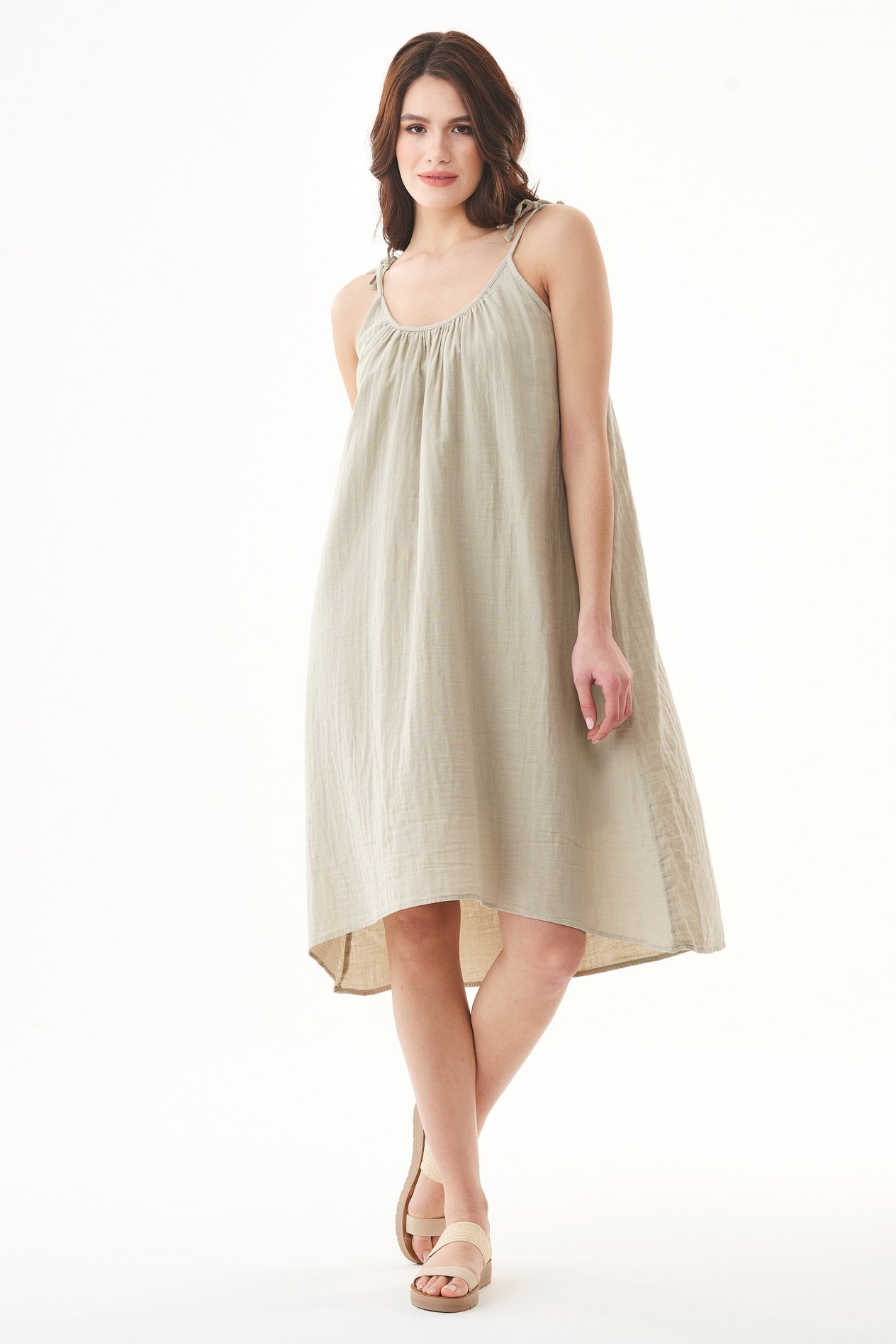 ORGANICATION Damen vegan Kleid Spaghetti Strap Tint GrÃ¼n