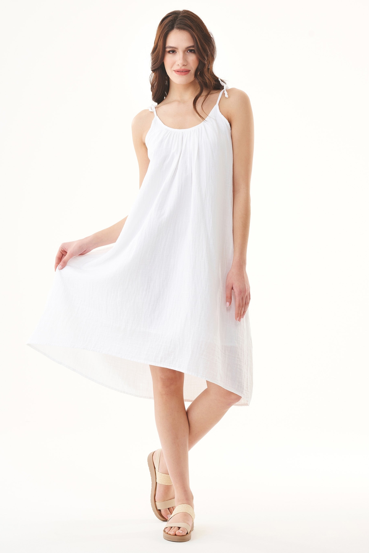 ORGANICATION Damen vegan Kleid Spaghetti Strap WeiÃŸ