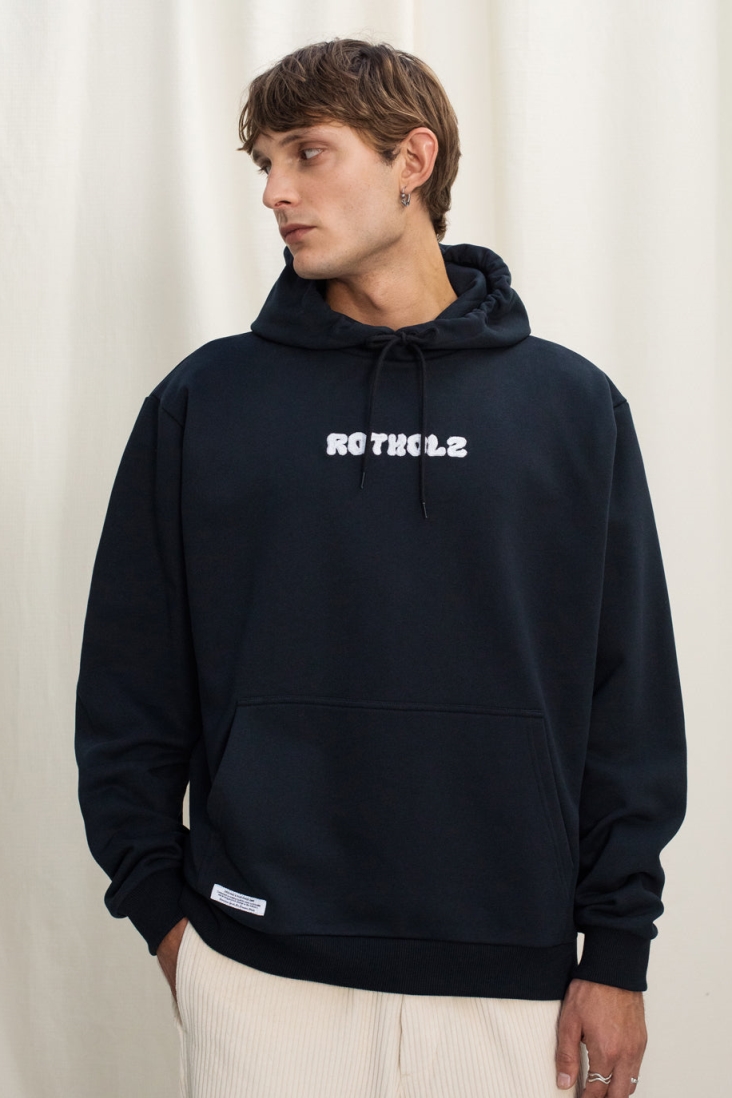 Rotholz Herren vegan Hoodie Logo Schwarz