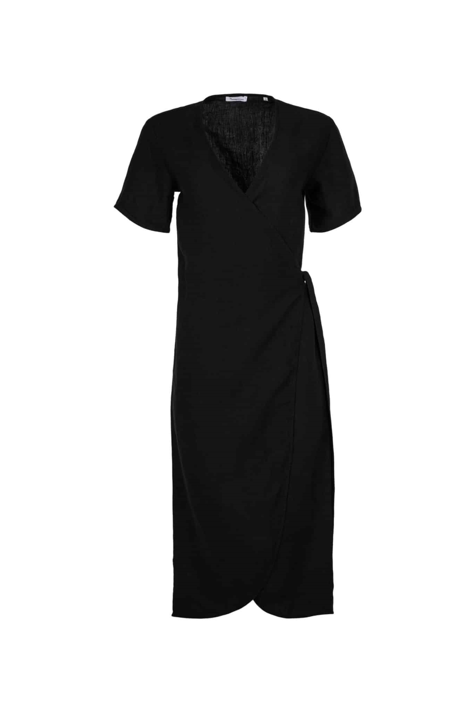 KnowledgeCotton Apparel Damen vegan Wickelkleid Mit Kurzen Ã„rmeln Schwarz