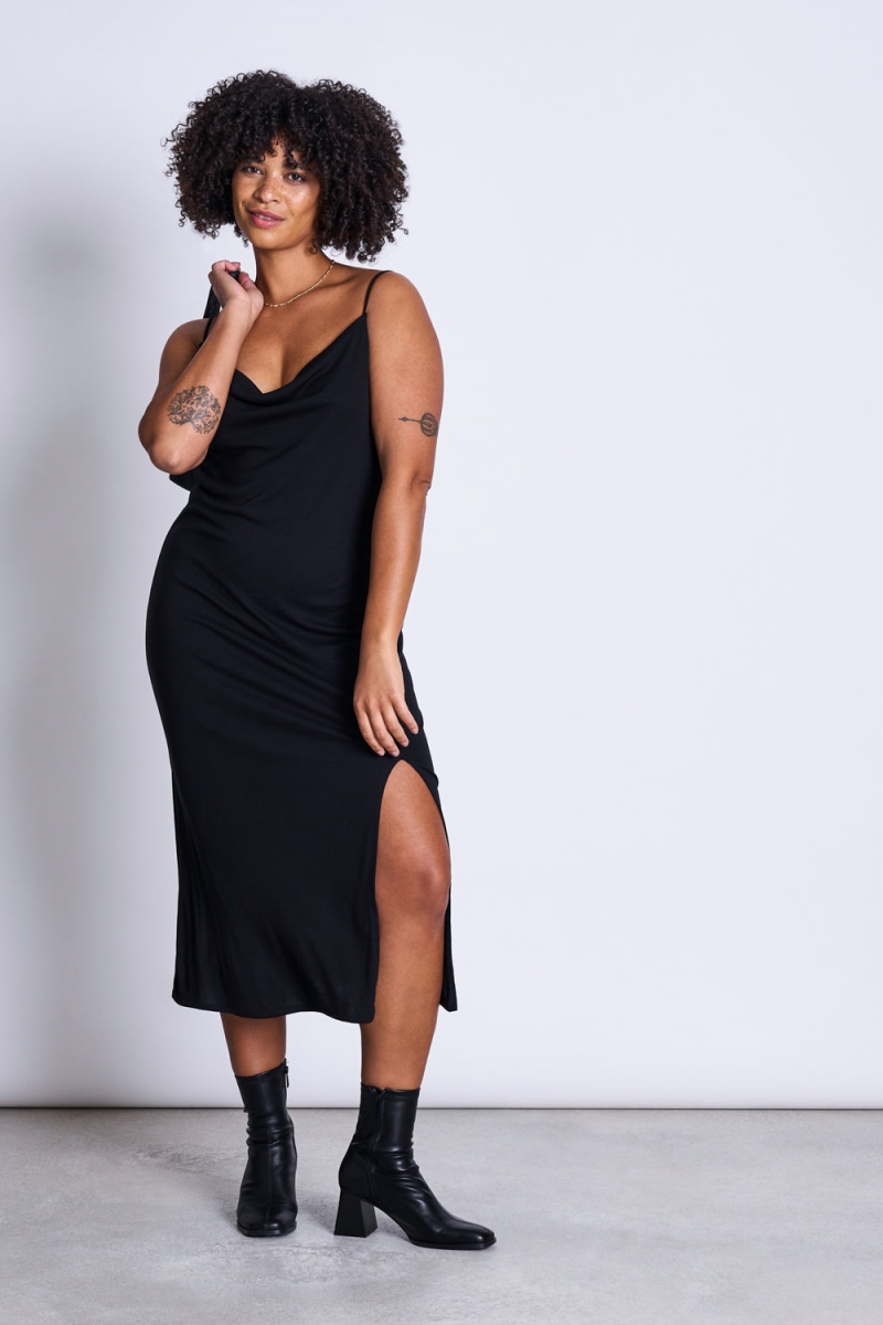 JAN N JUNE JAN 'N JUNE Damen vegan Midikleid Helen Schwarz