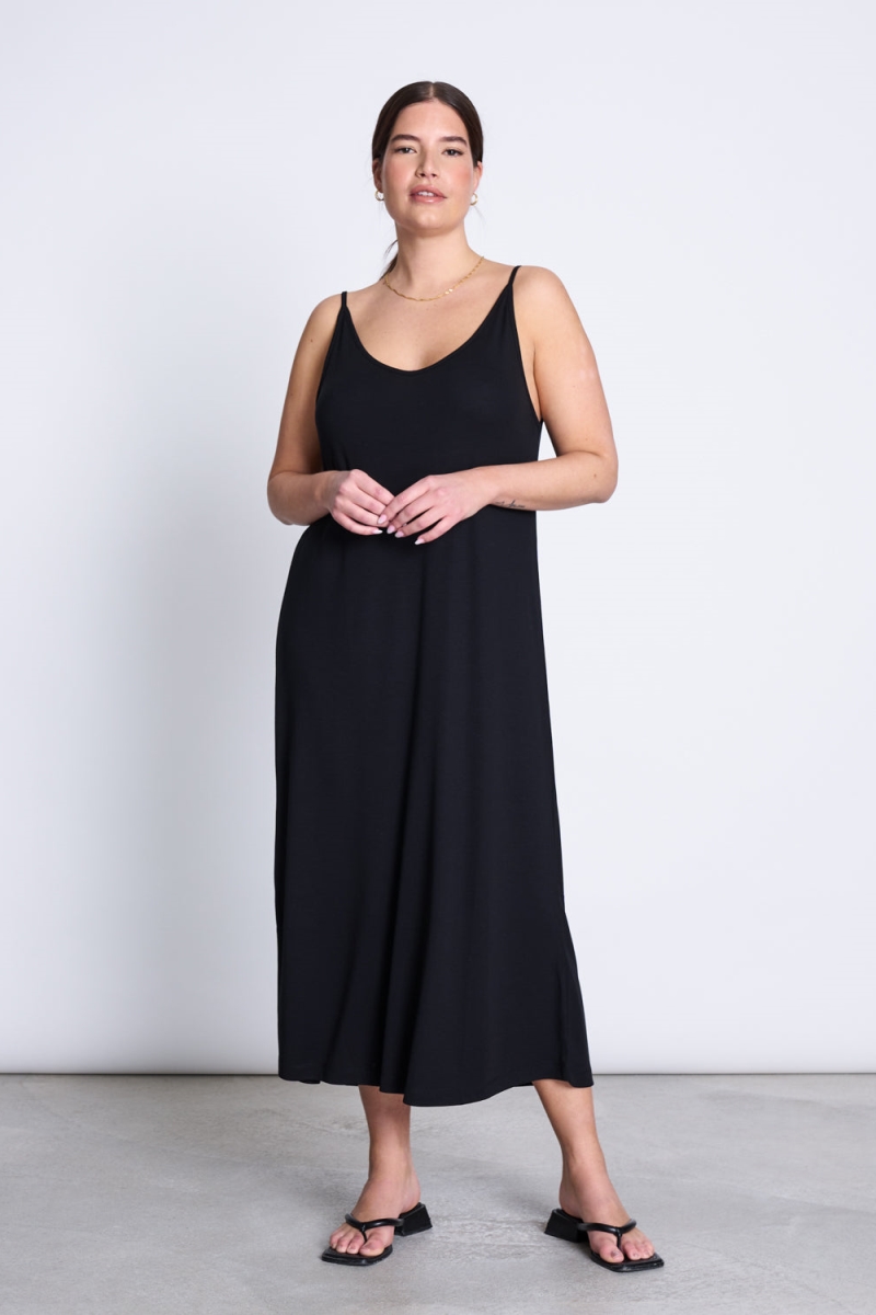JAN N JUNE JAN 'N JUNE Damen vegan Midikleid Triangel Schwarz