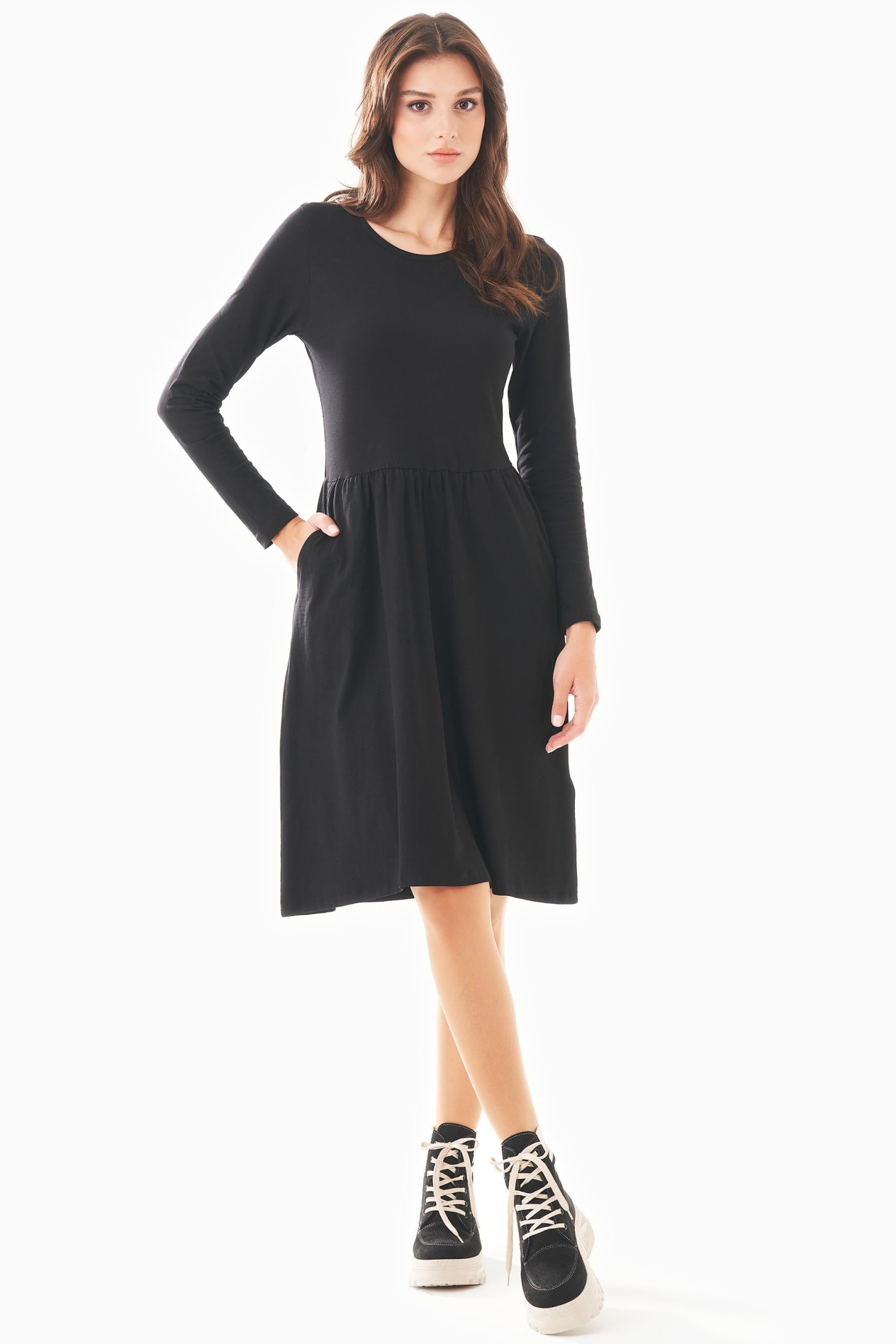 ORGANICATION Damen vegan LangÃ¤rmeliges Jerseykleid Biologisch Baumwolle Schwarz