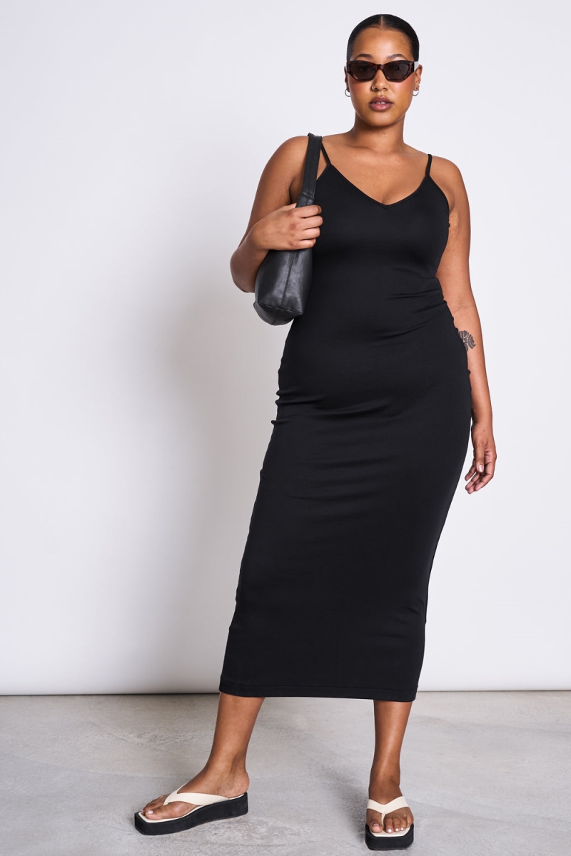JAN N JUNE JAN 'N JUNE Damen vegan Midikleid Melvaig Schwarz