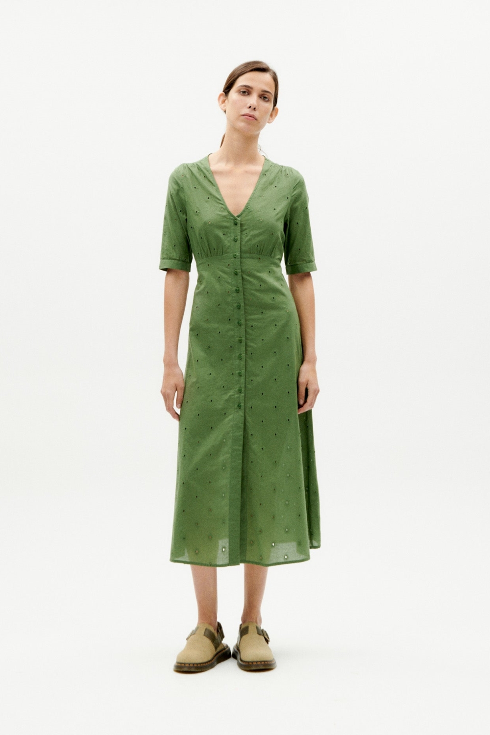 Thinking mu Damen vegan Kleid Kamelie Kaktus GrÃ¼n