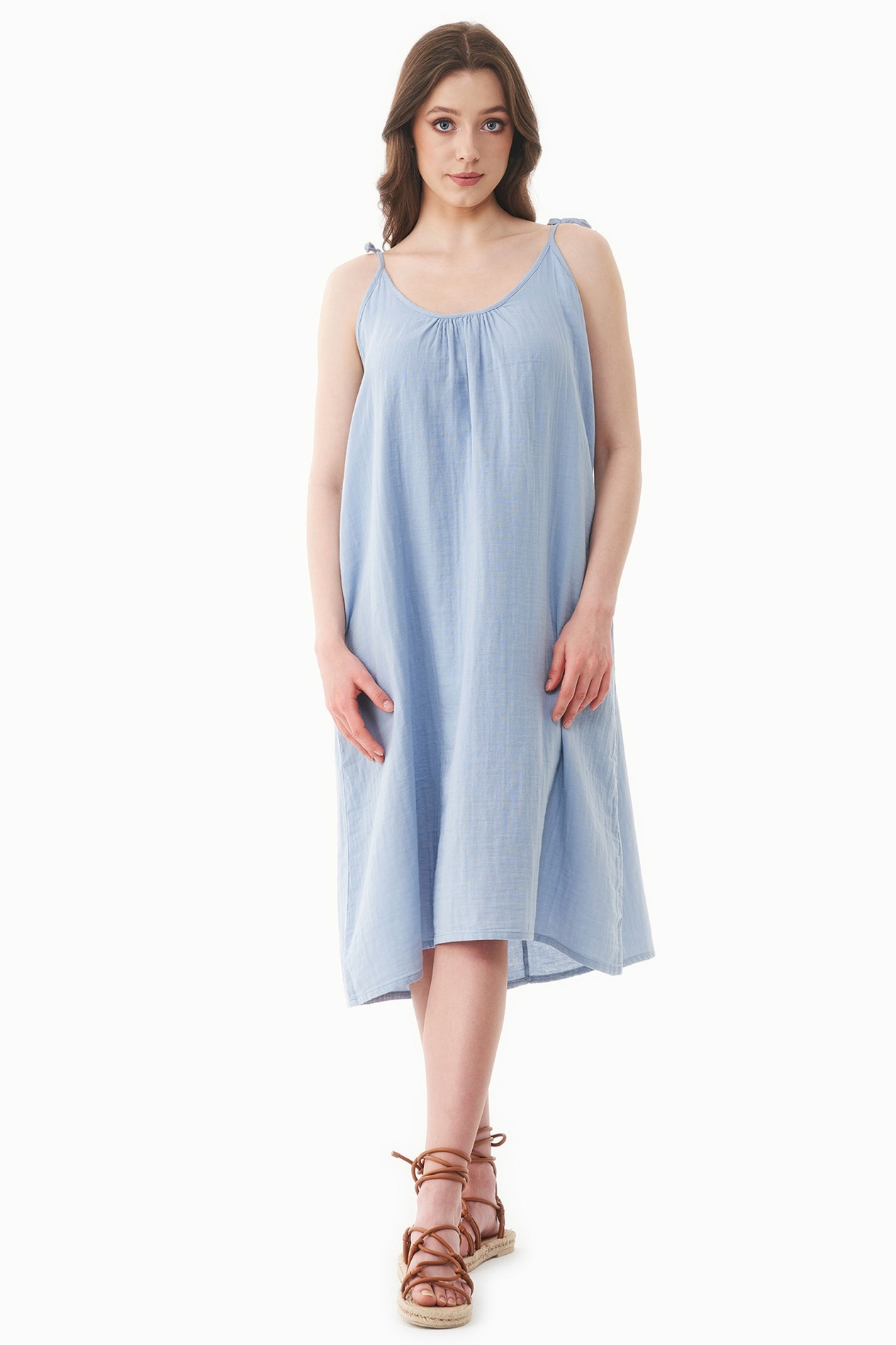 ORGANICATION Damen vegan Kleid Musselin Eisblau