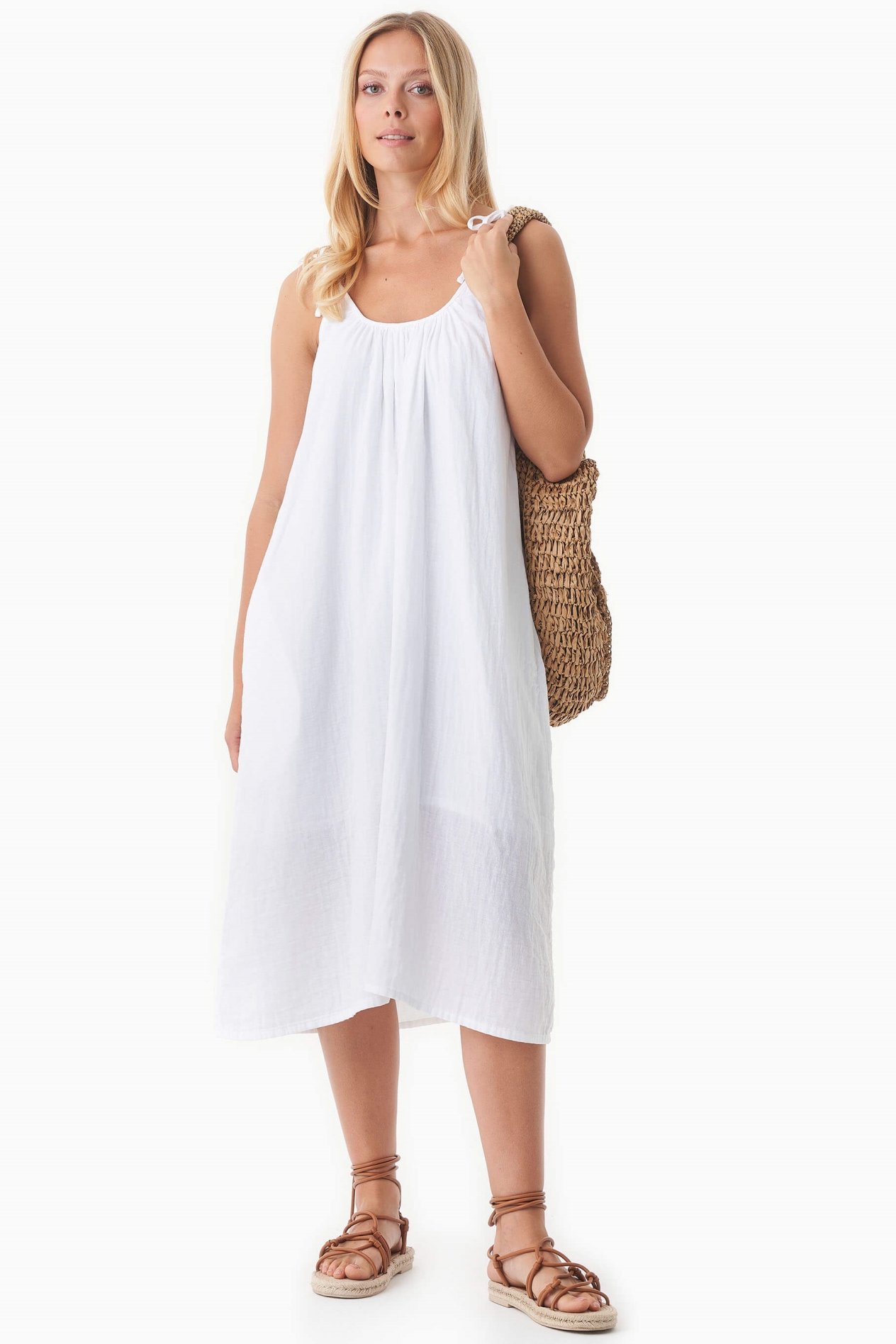 ORGANICATION Damen vegan Kleid Musselin WeiÃŸ