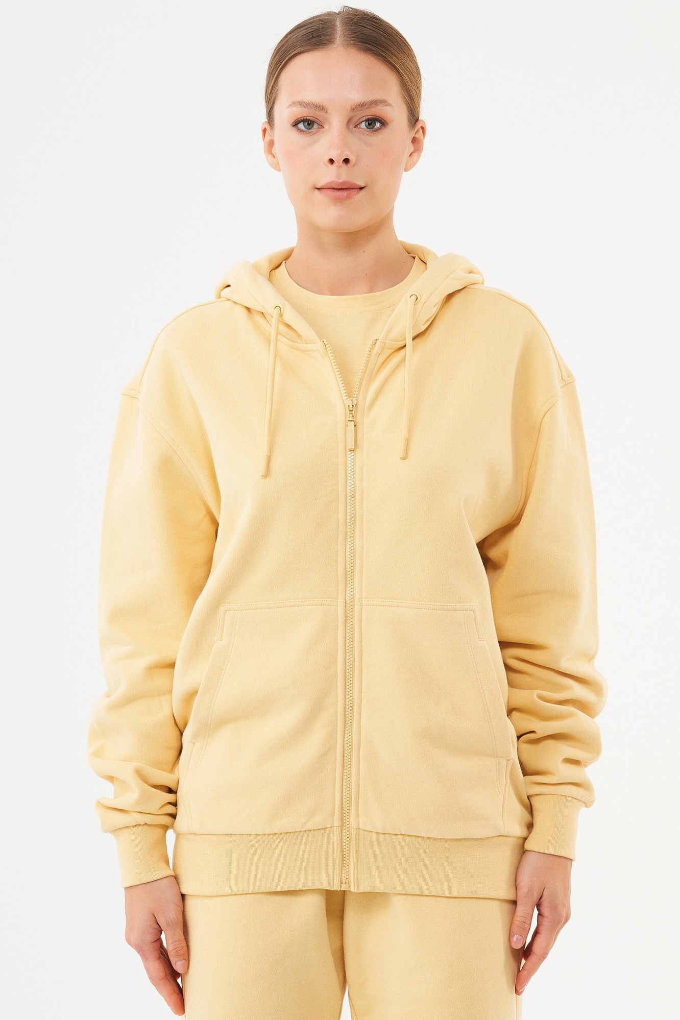 ORGANICATION Herren vegan Unisex Zip Up Hoodie Junda Soft Gelb