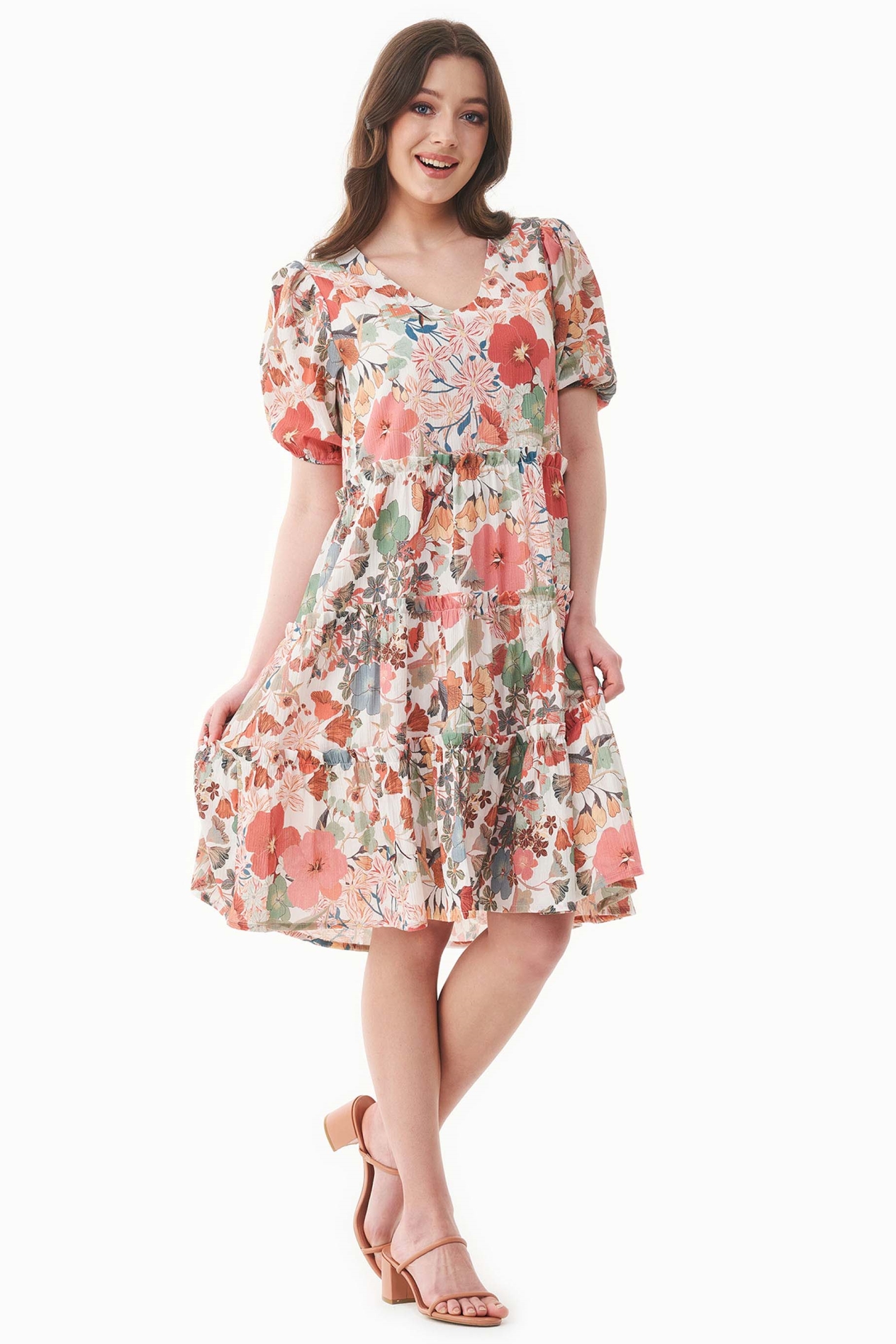 ORGANICATION Damen vegan Voile Kleid Mit Floralem Muster
