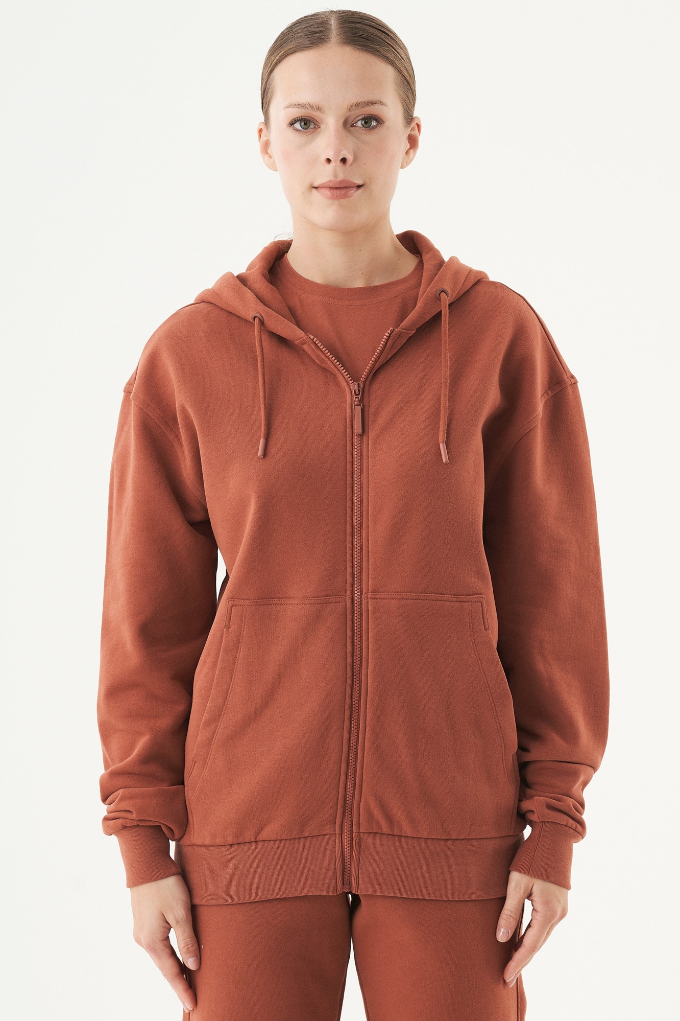 ORGANICATION Herren vegan Unisex Zip Up Hoodie Junda Zimt