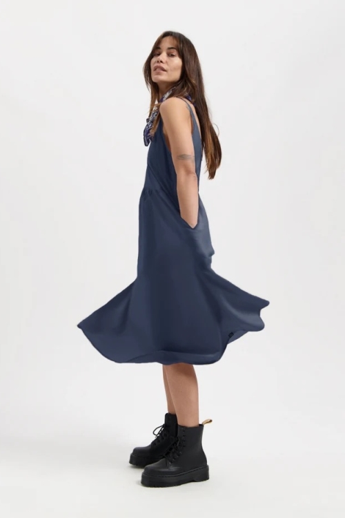 Kuyichi Damen vegan Kleid Damla Dark Navy