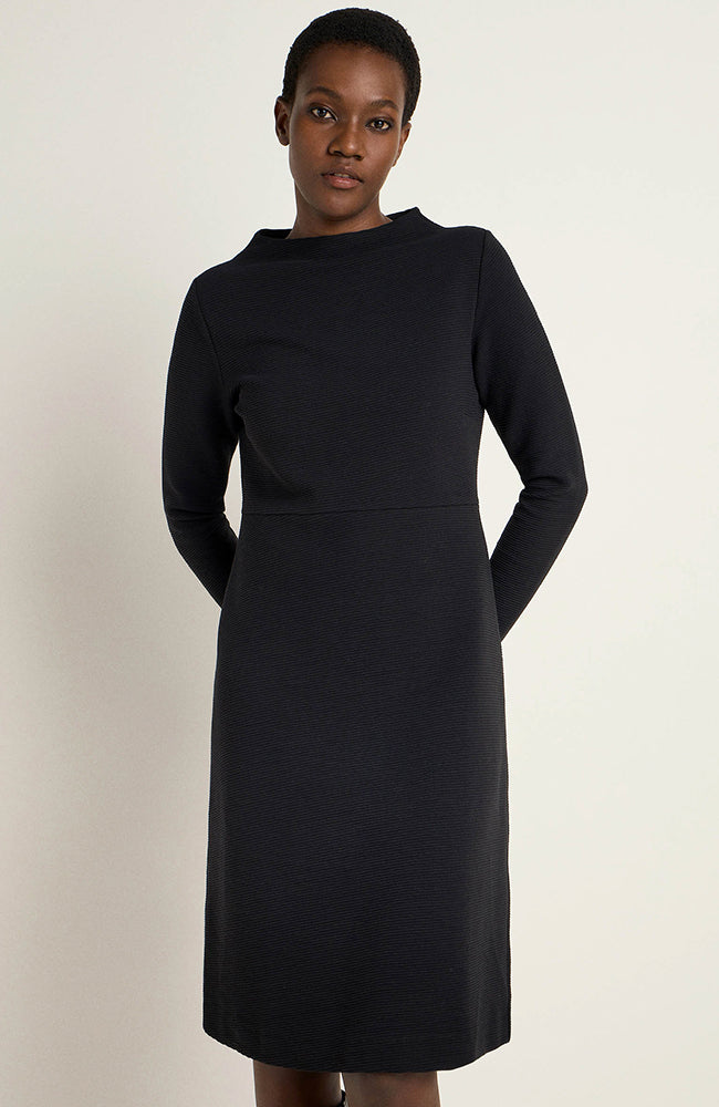 LANIUS Damen vegan Kleid Rippenstruktur Schwarz