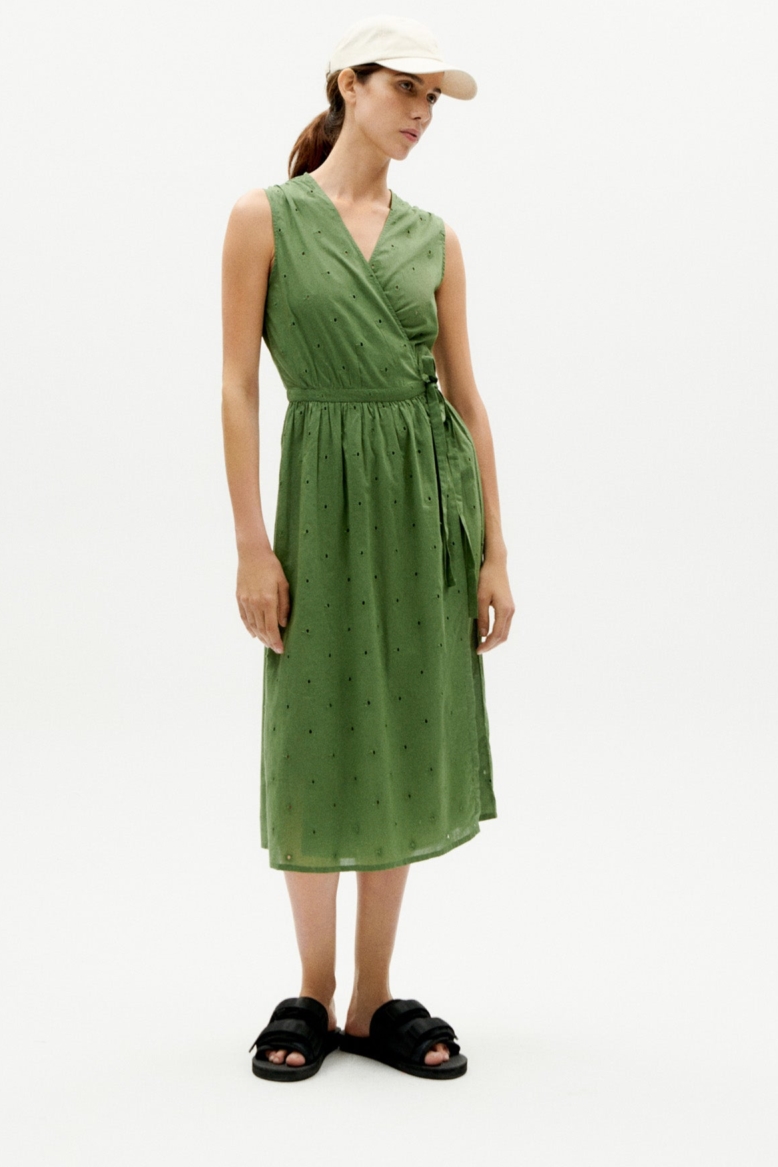 Thinking mu Damen vegan Kleid Mohn Kaktus GrÃ¼n