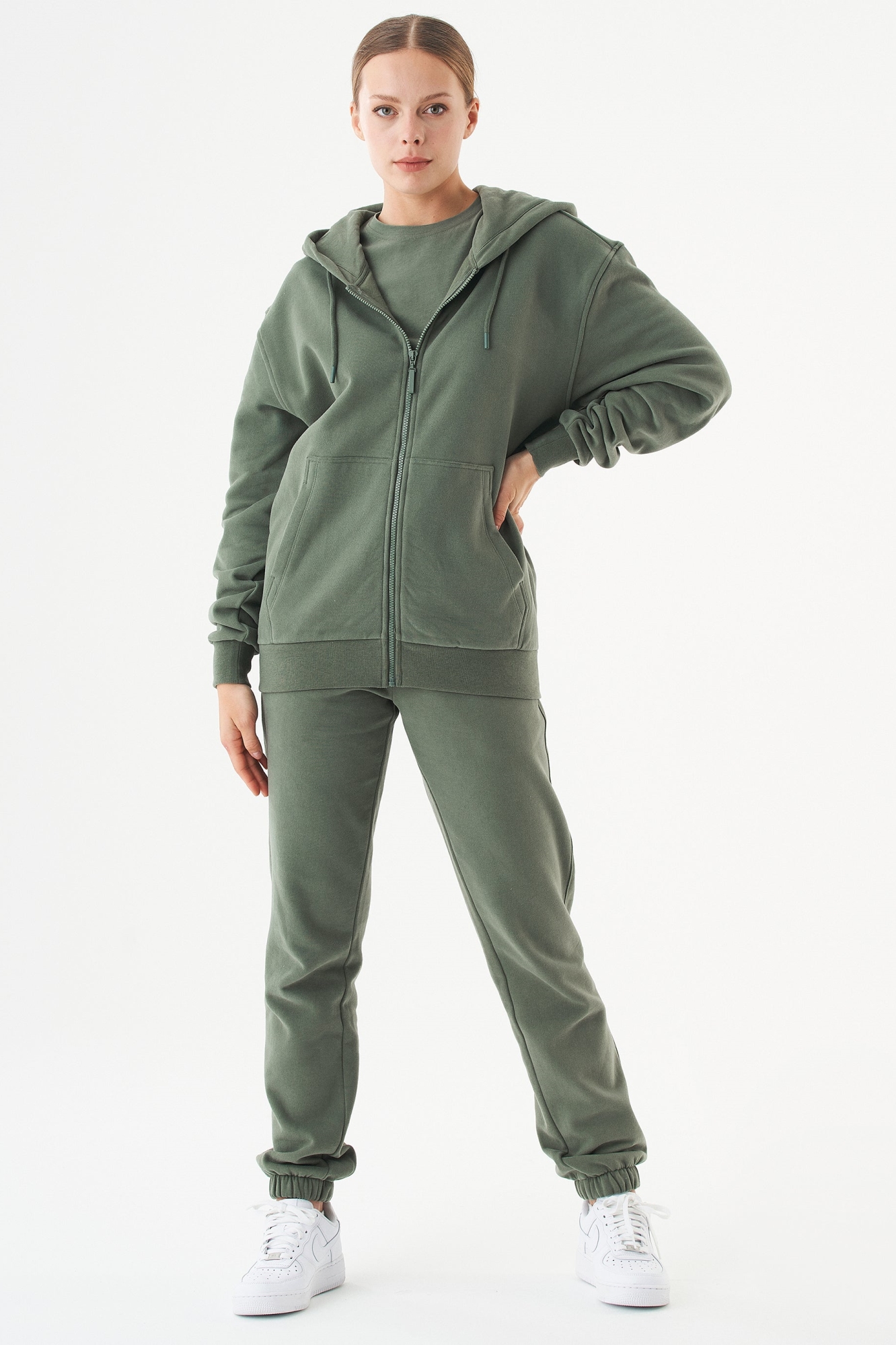 ORGANICATION Herren vegan Unisex Zip Up Hoodie Junda Olive