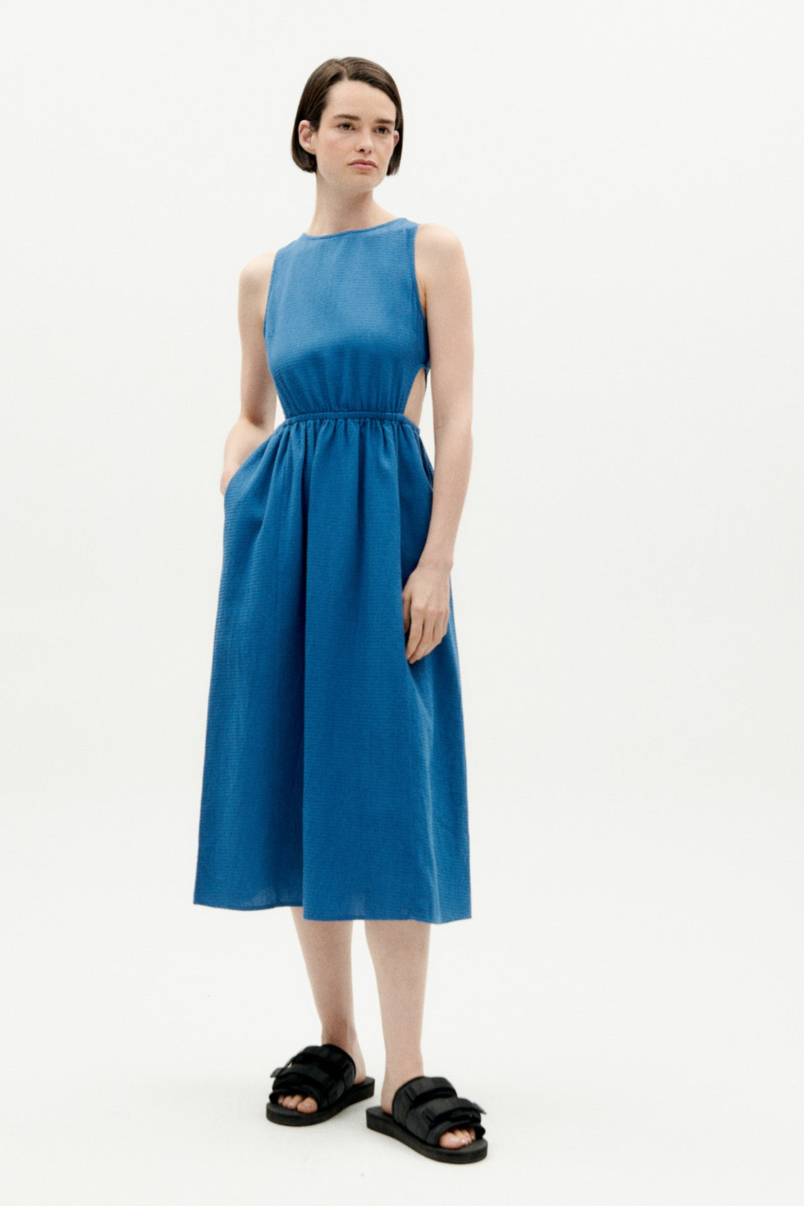 Thinking mu Damen vegan Kleid Kin Cut Out Blau