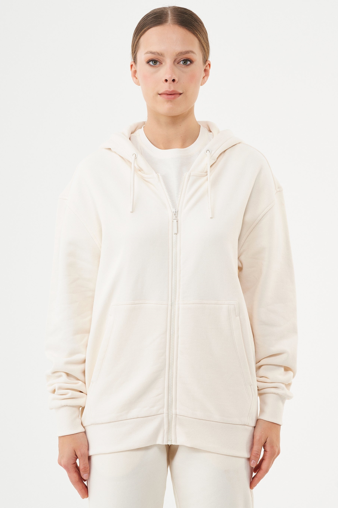 ORGANICATION Herren vegan Unisex Zip Up Hoodie Junda WeiÃŸ